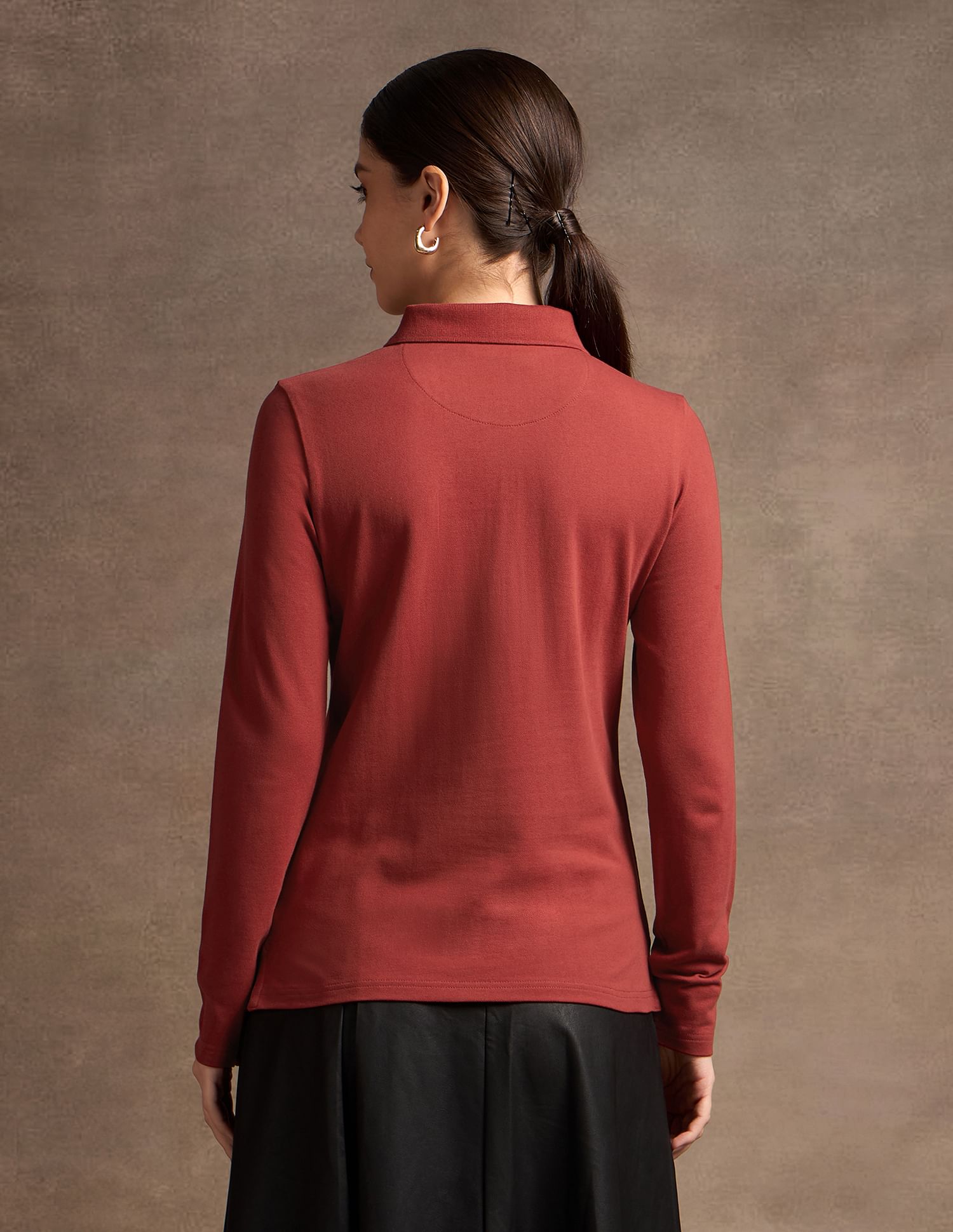 U.S. Polo Assn. Women Crest Logo Long Sleeve Polo Shirt