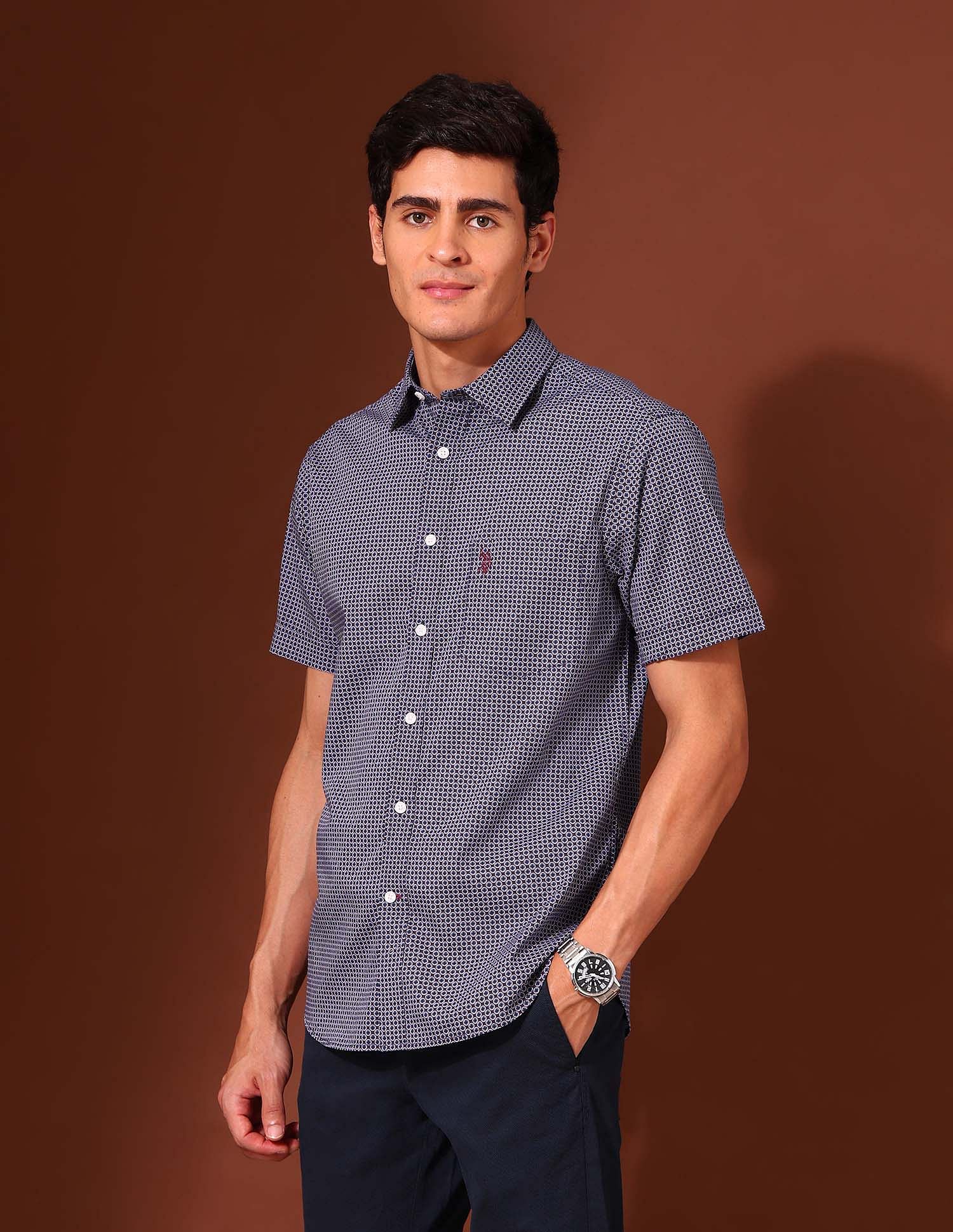 U.S. Polo Assn. Geometric Printed Tailored Fit Shirt