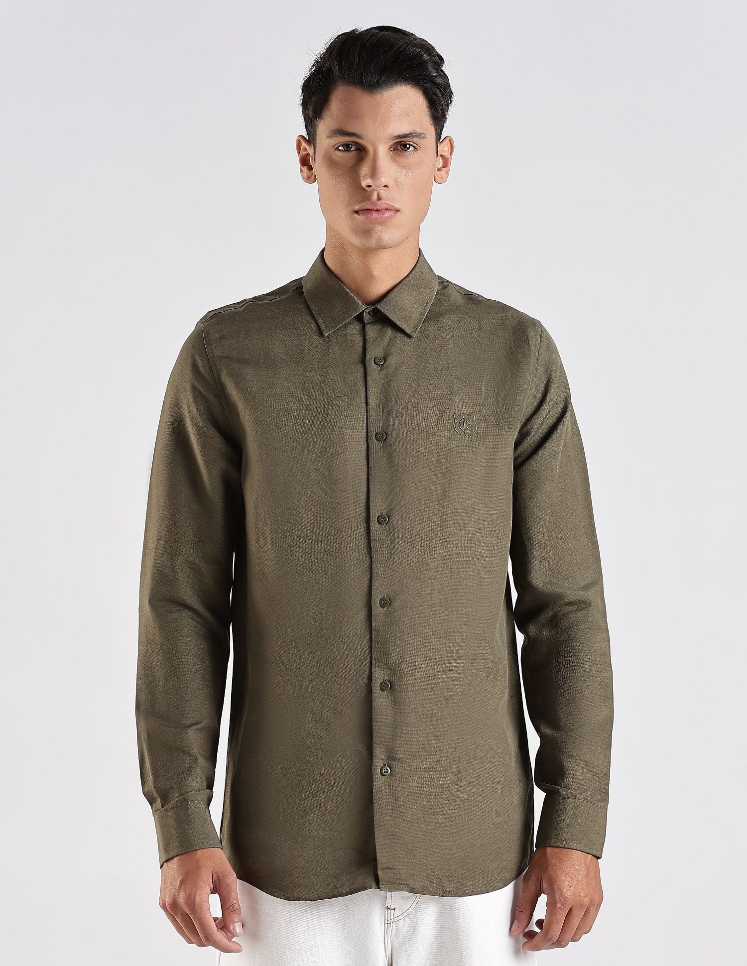 Calvin Klein Jeans Solid Slim Fit Viscose Shirt