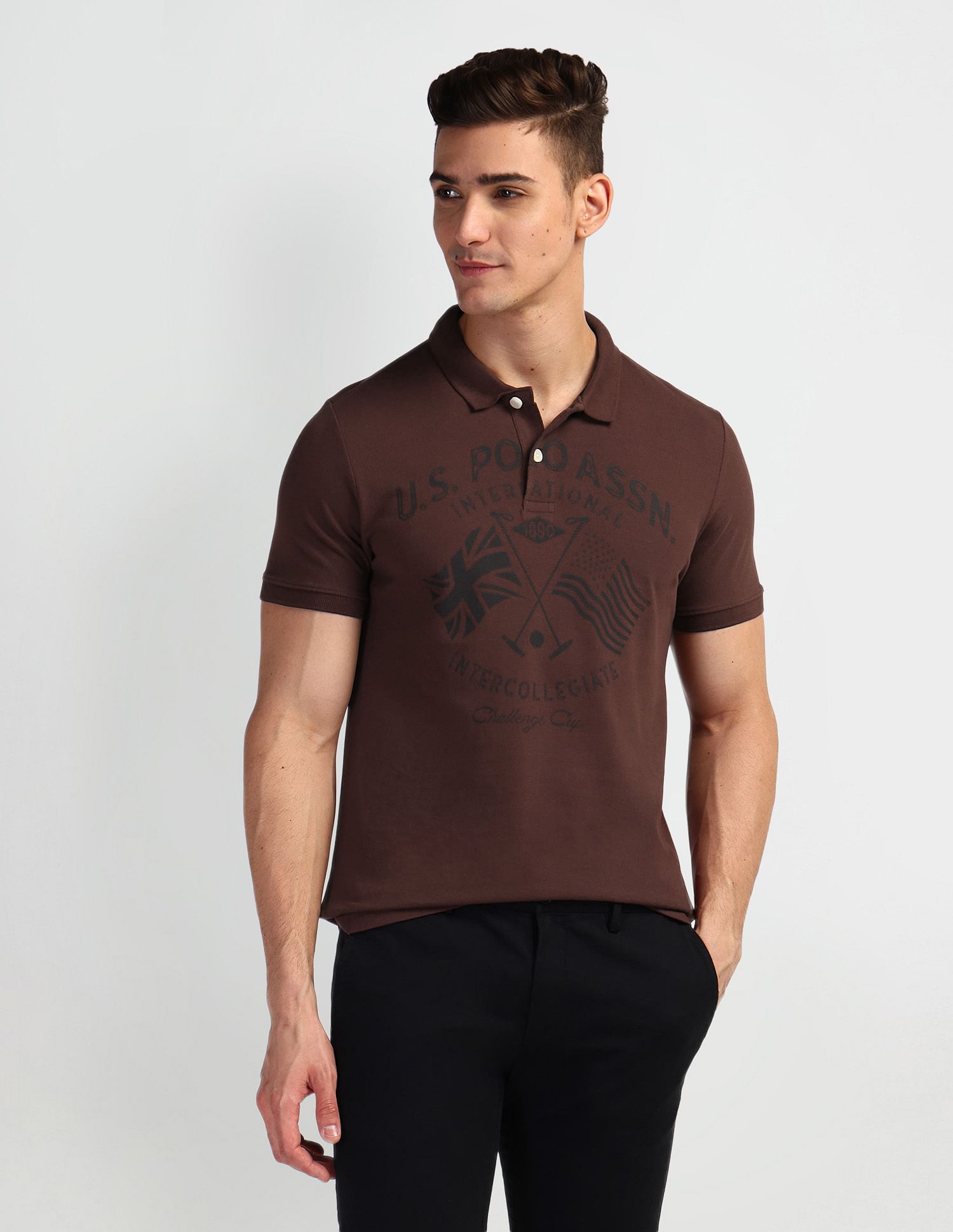 U.S. Polo Assn. Denim Co. Brand Print Pique Polo Shirt