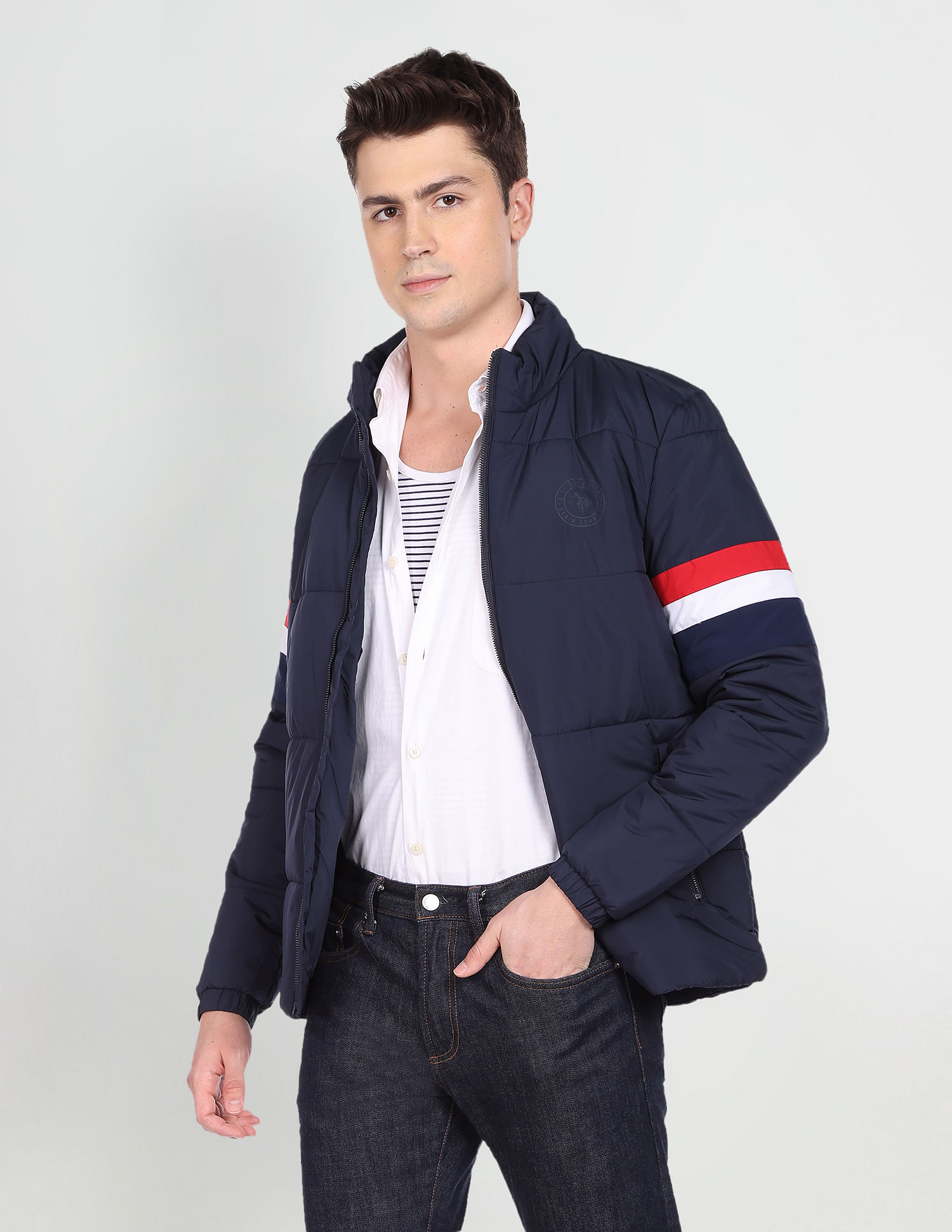 Buy U.S. Polo Assn. High Neck Solid Polyester Padded Jacket - NNNOW.com