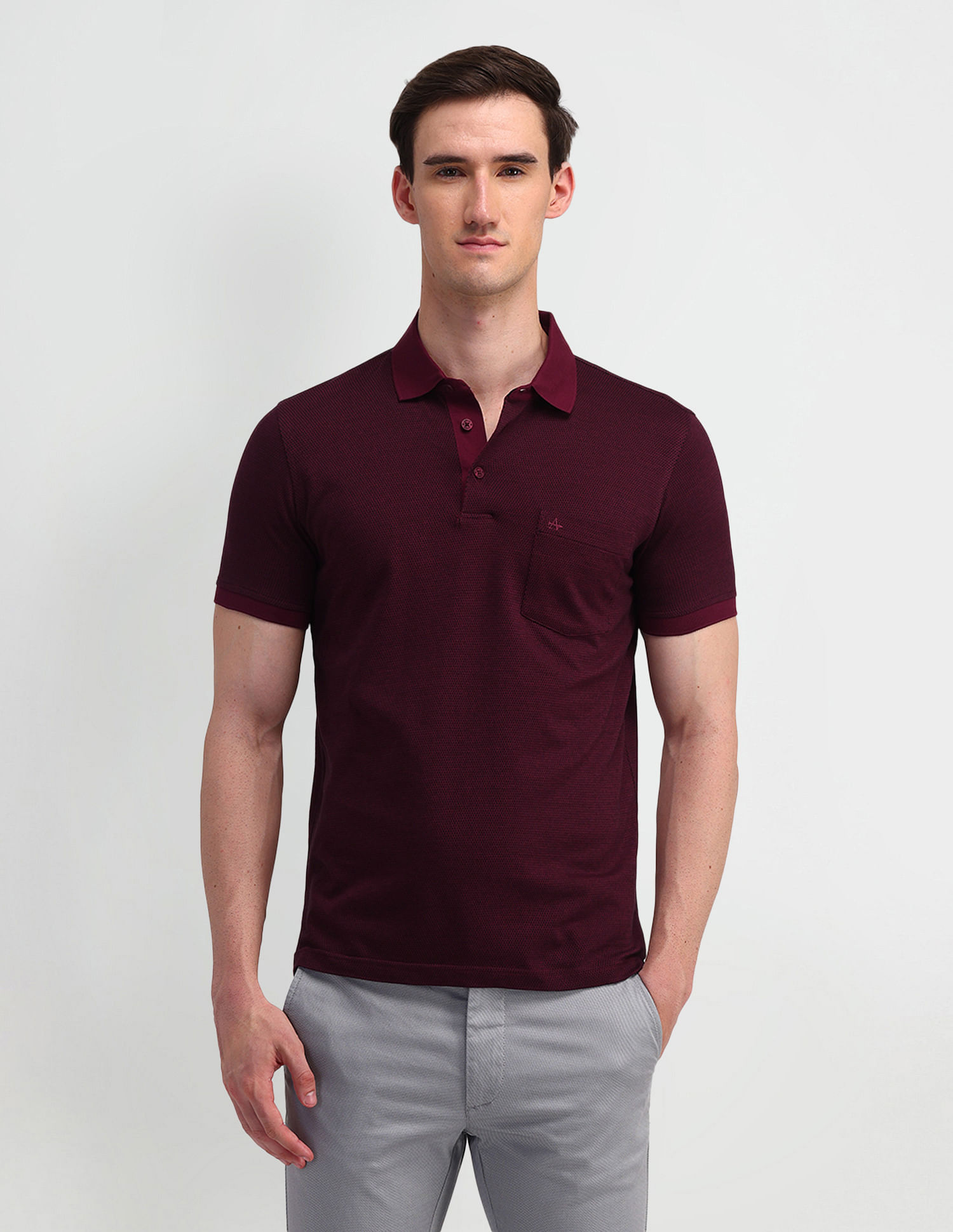 Arrow Textured Cotton Polo Shirt