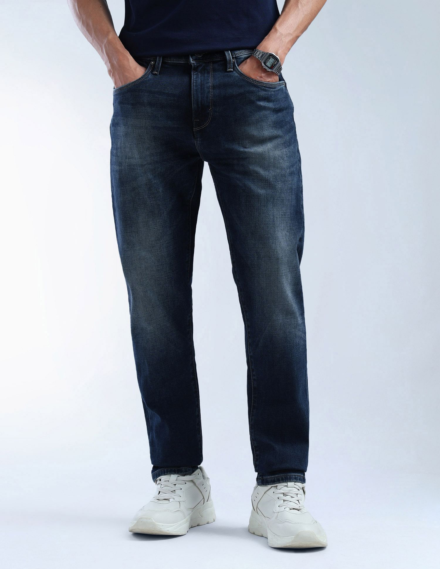 Flying Machine Slash Slim Tapered Fit Whiskered Jeans
