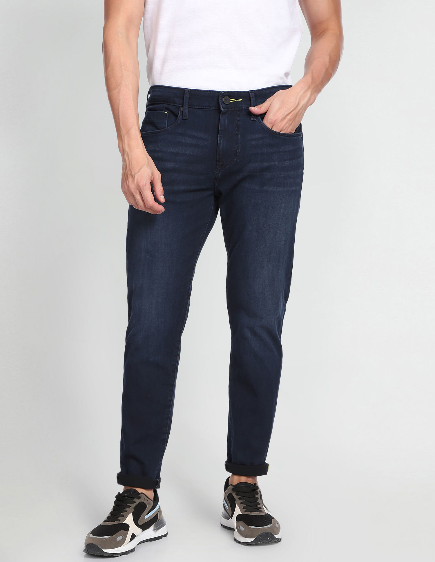 Flying Machine Slash Slim Tapered Dark Wash F-Lite Jeans