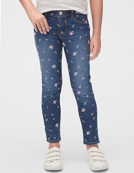 Buy GAP Girls Blue Superdenim Floral Super Skinny Jeans With Fantastiflex NNNOW