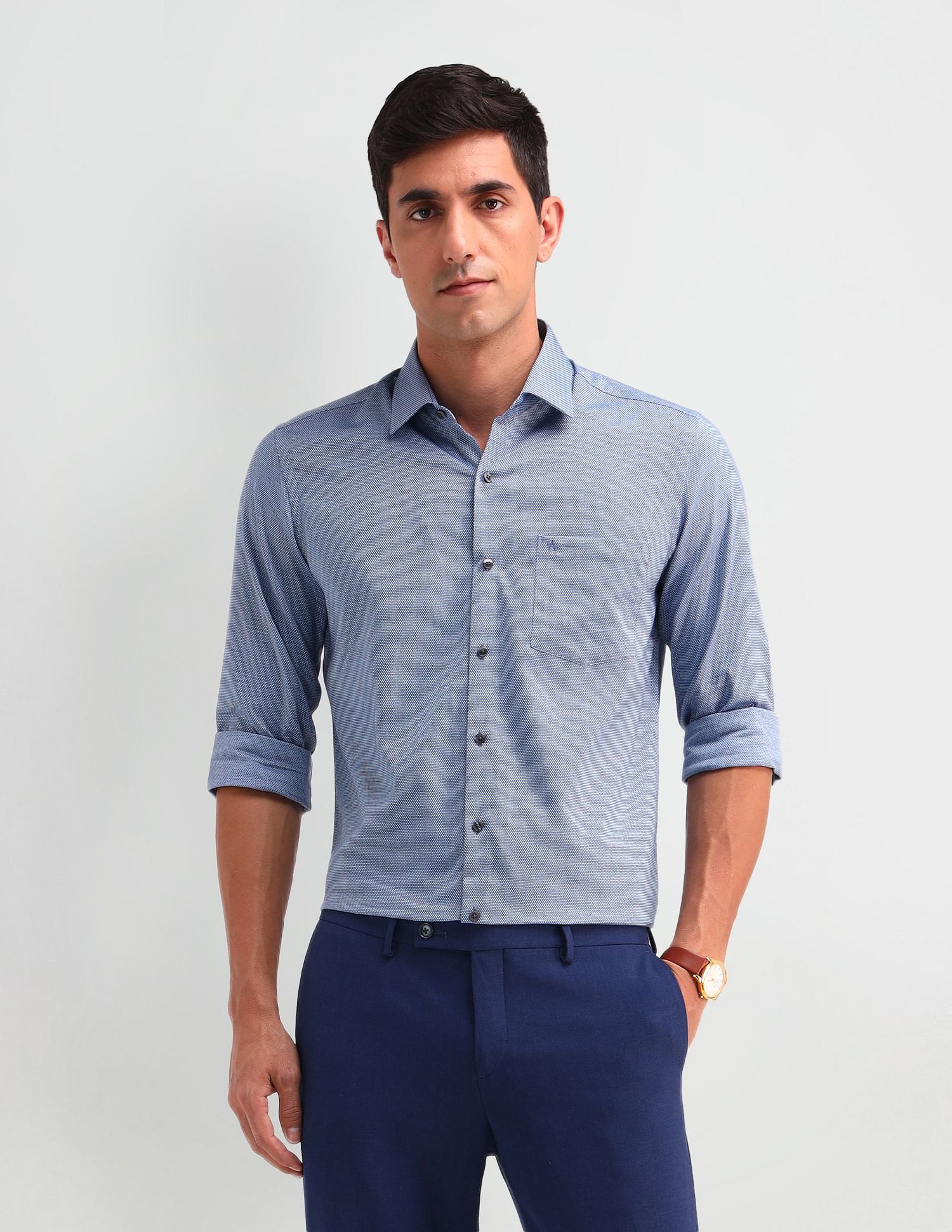 Arrow Slim Fit Dobby Printed Shirt
