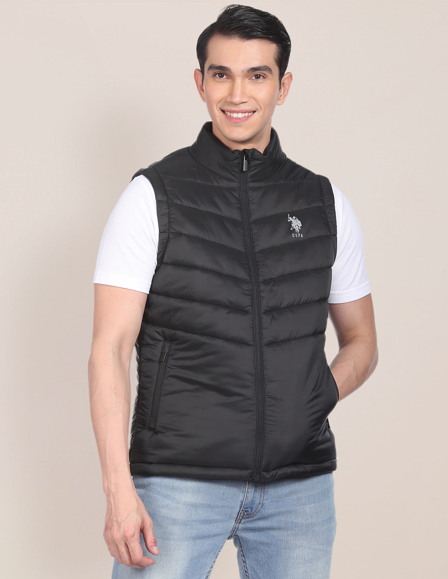 U.S. Polo Assn. High Neck Sleeveless Quilted Jacket