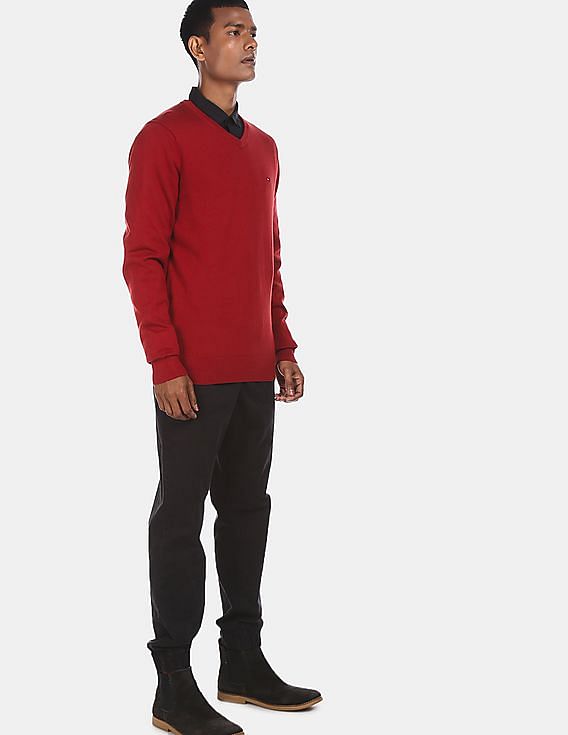 Tommy hilfiger red hot sale v neck sweater