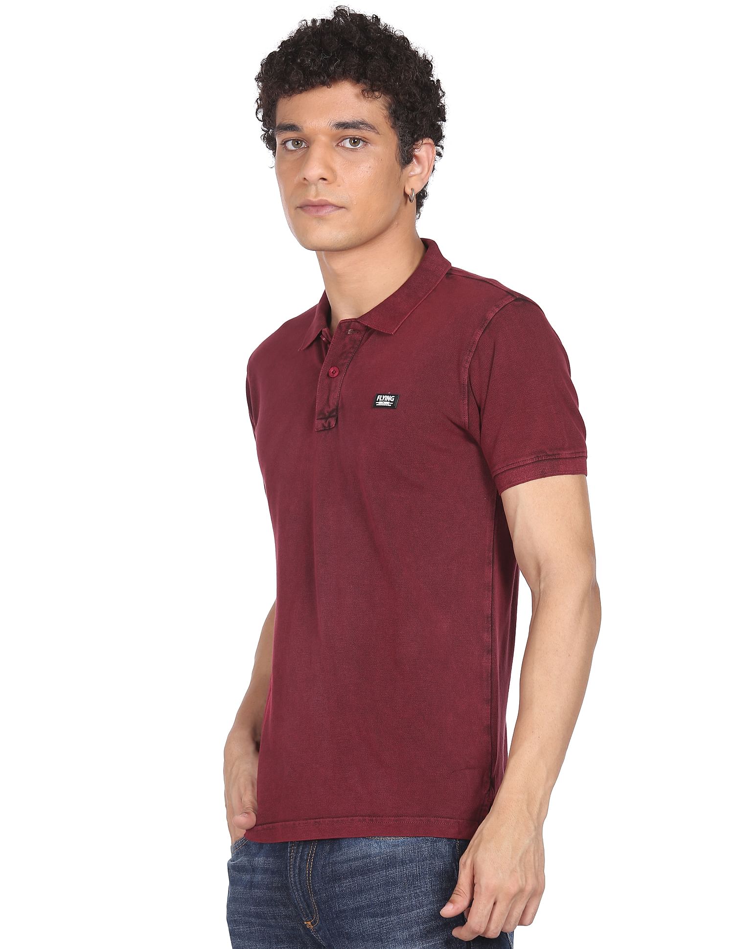 Flying Machine Cotton Solid Polo Shirt