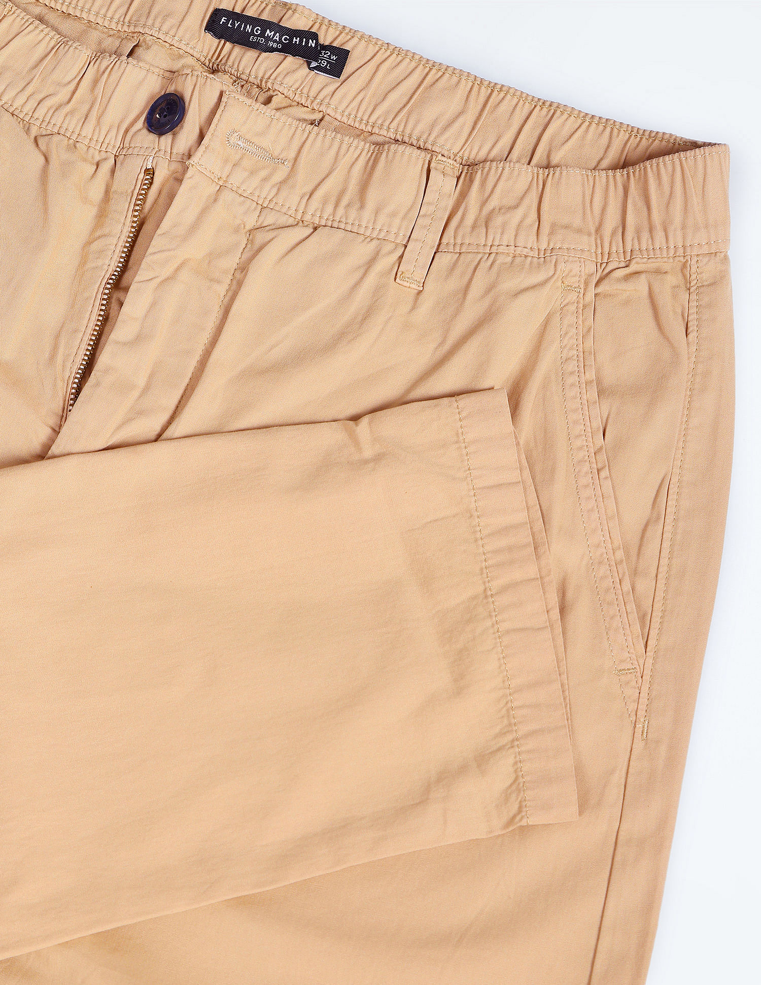 Flying Machine Elasticised Waist Solid Trousers