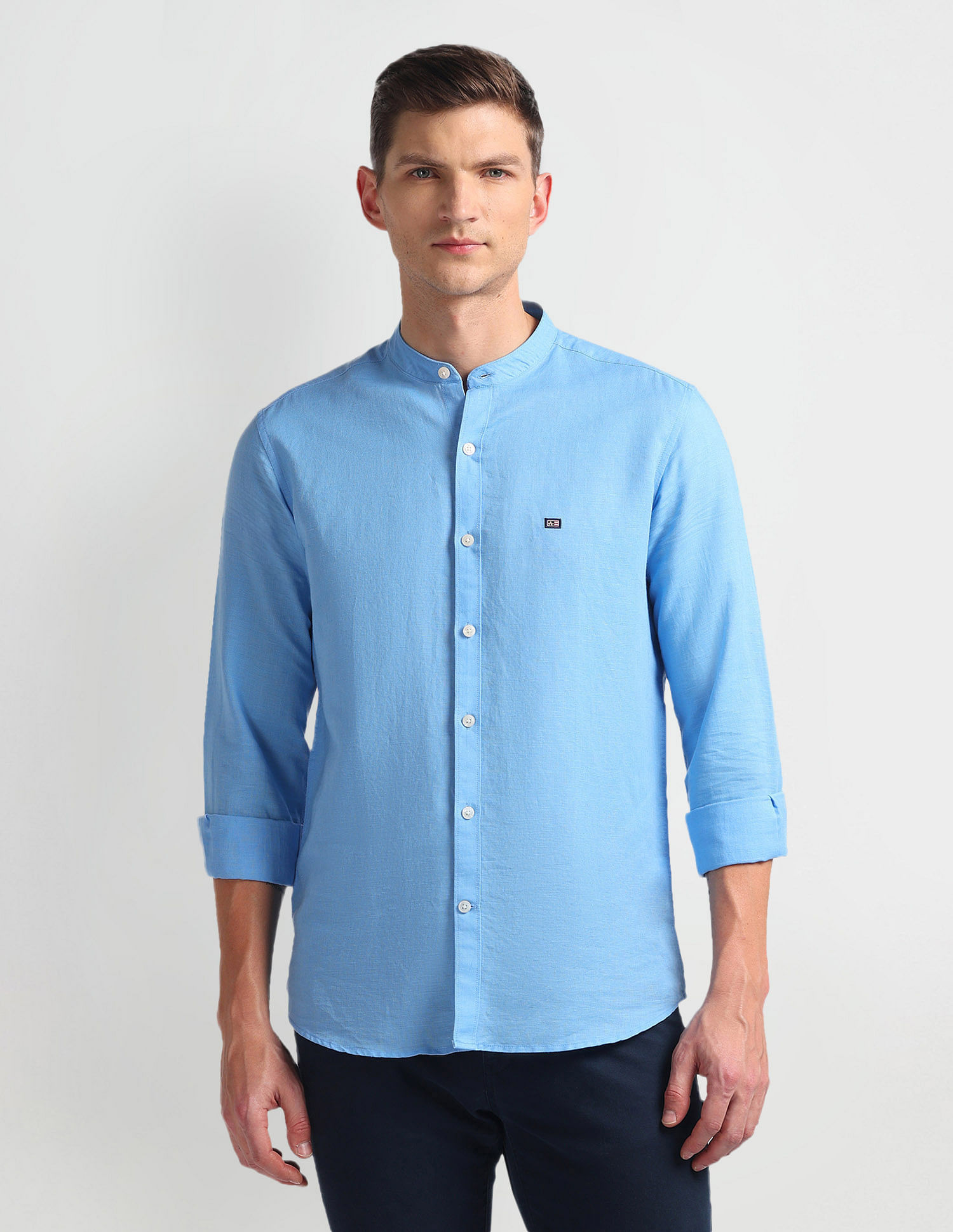 Arrow Sports Mandarin Collar Slim Fit Shirt
