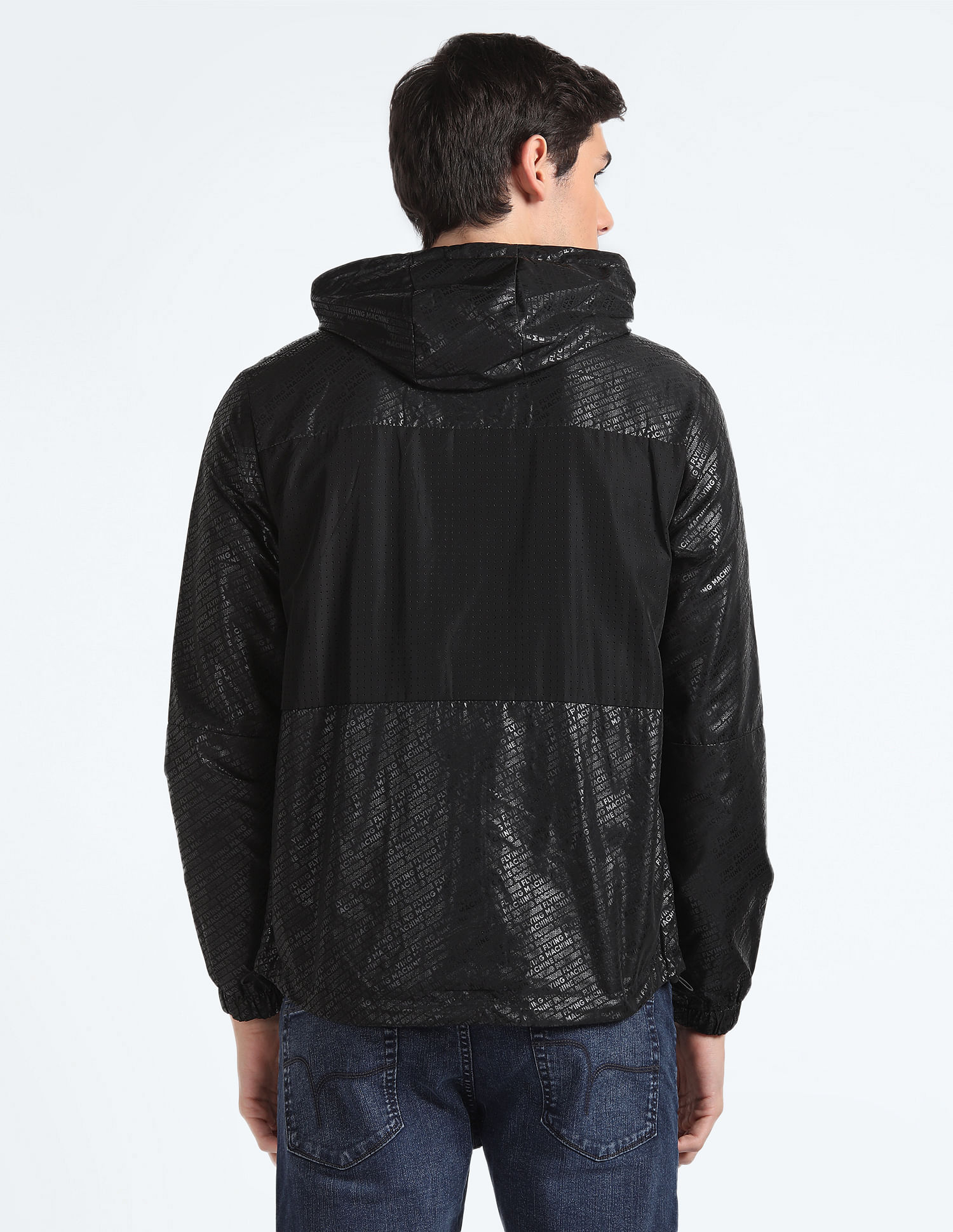 Flying Machine Brand Print Hooded Jacket