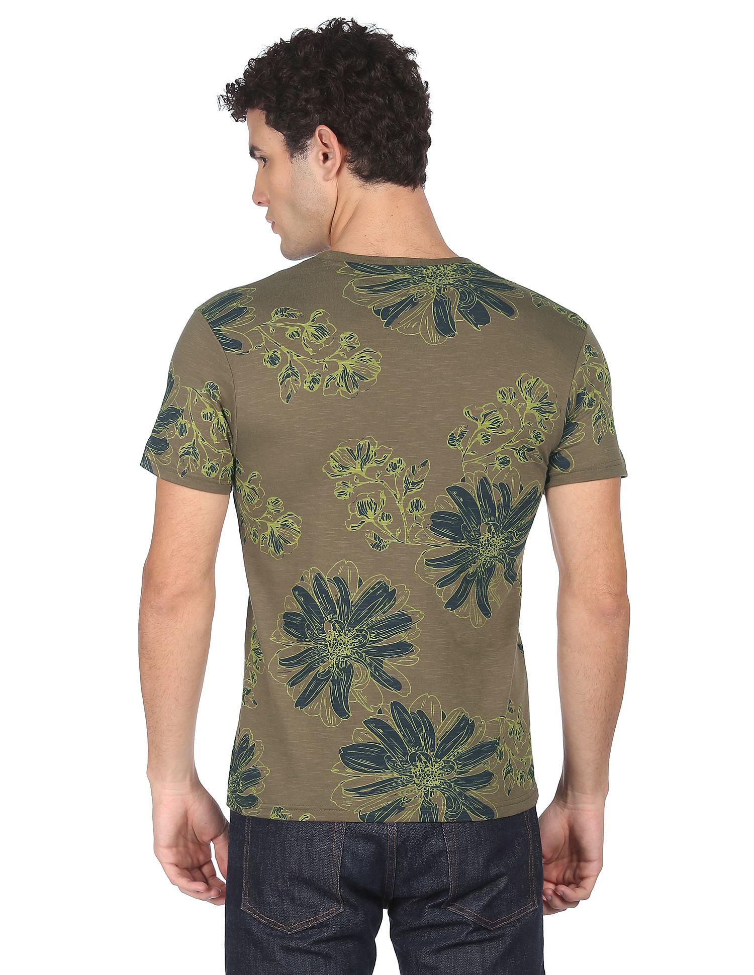 Flying Machine Cotton Tropical Print T-Shirt