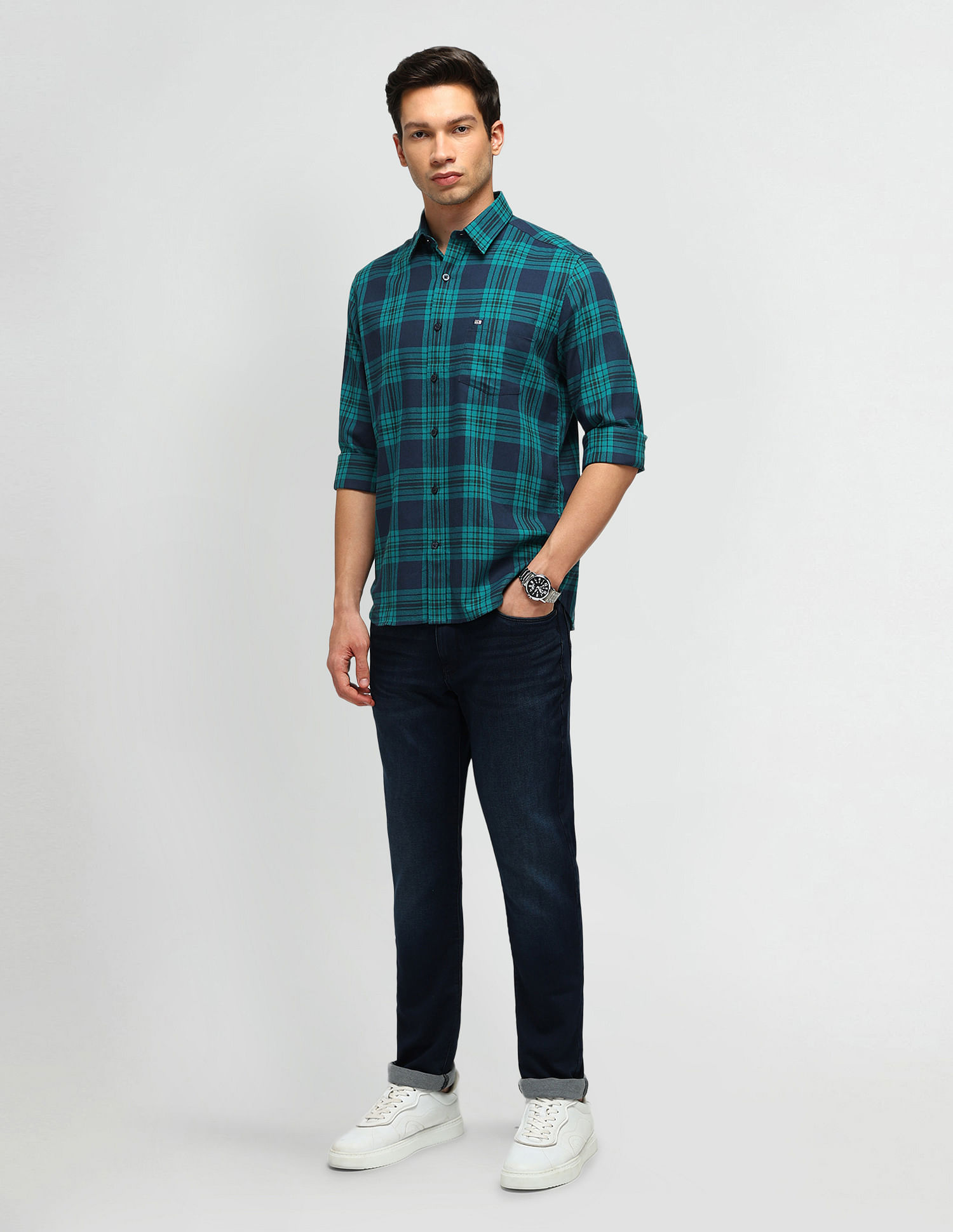 Arrow Sport Slim Fit Tartan Checked Shirt