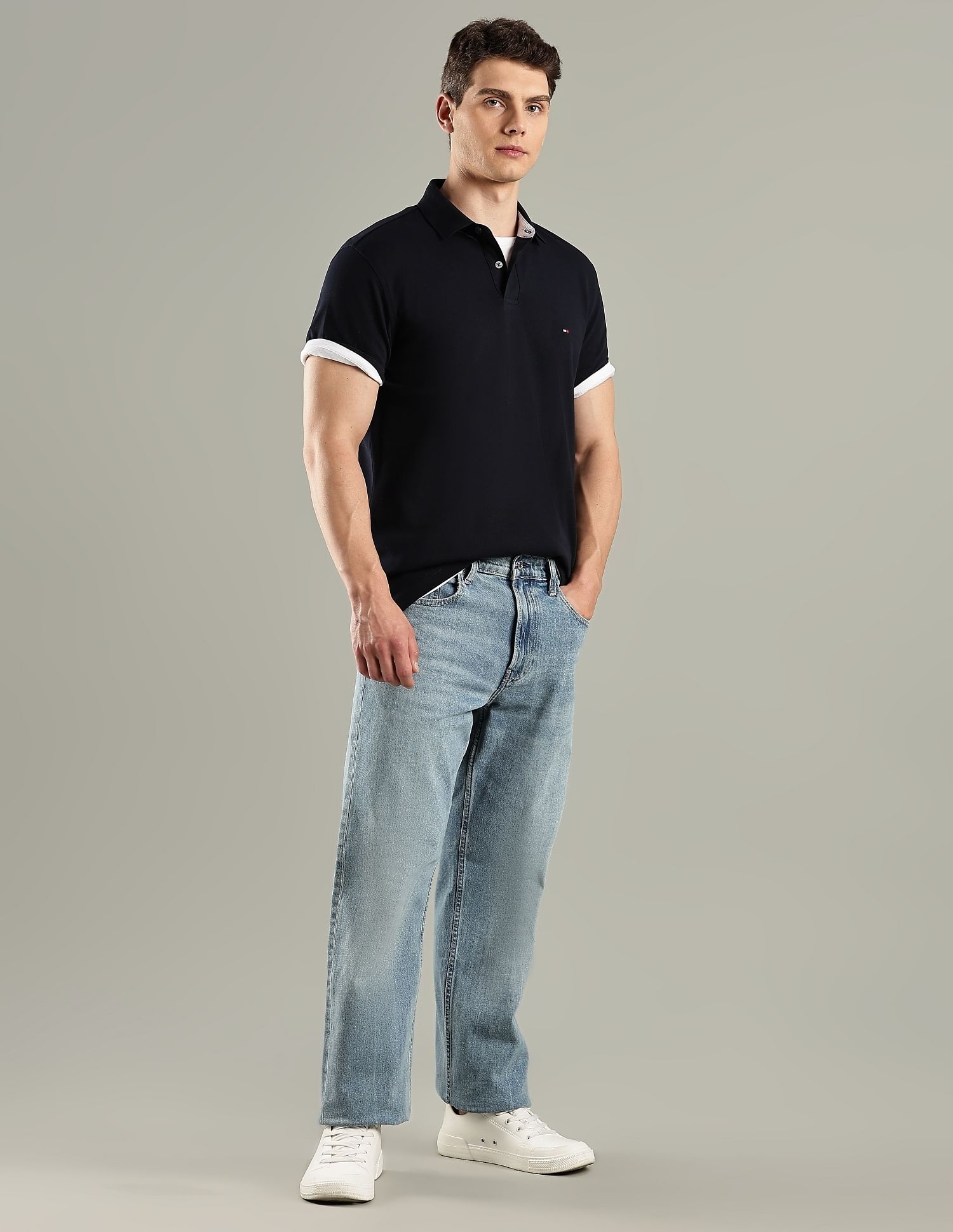 Tommy Hilfiger Solid Regular-Fit Cotton Polo T-Shirt