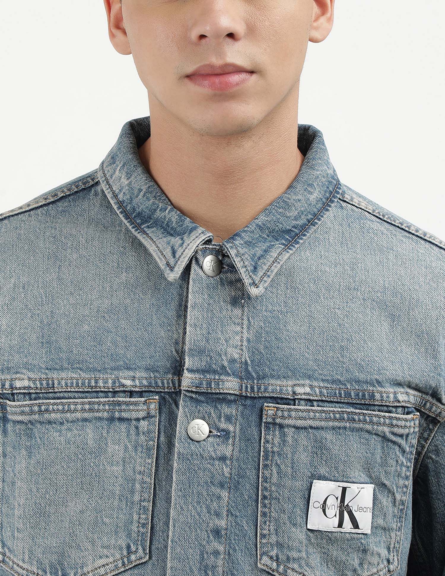 Buy Calvin Klein Jeans Slim Fit Solid Denim Jacket - NNNOW.com Buy Calvin Klein Jeans Slim Fit Solid Denim Jacket - NNNOW.com