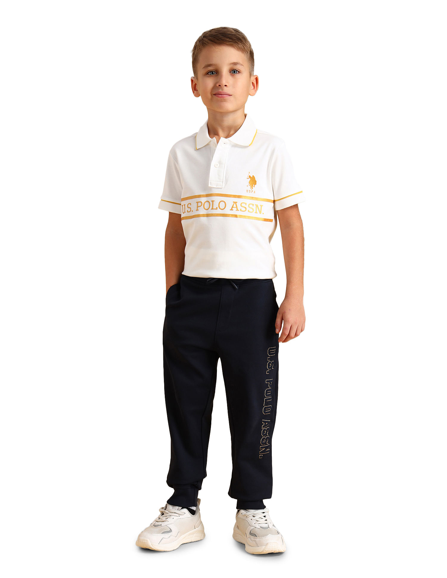 U.S. Polo Assn. Kids Boys Brand Embroidered Regular Fit Joggers