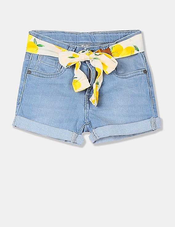 Buy Cherokee Girls Light Blue Belted Denim Shorts Nnnow Com