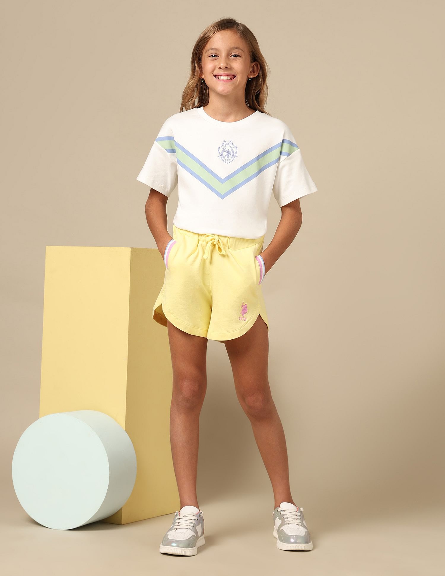 U.S. Polo Assn. Kids Girls Solid Regular Fit Shorts