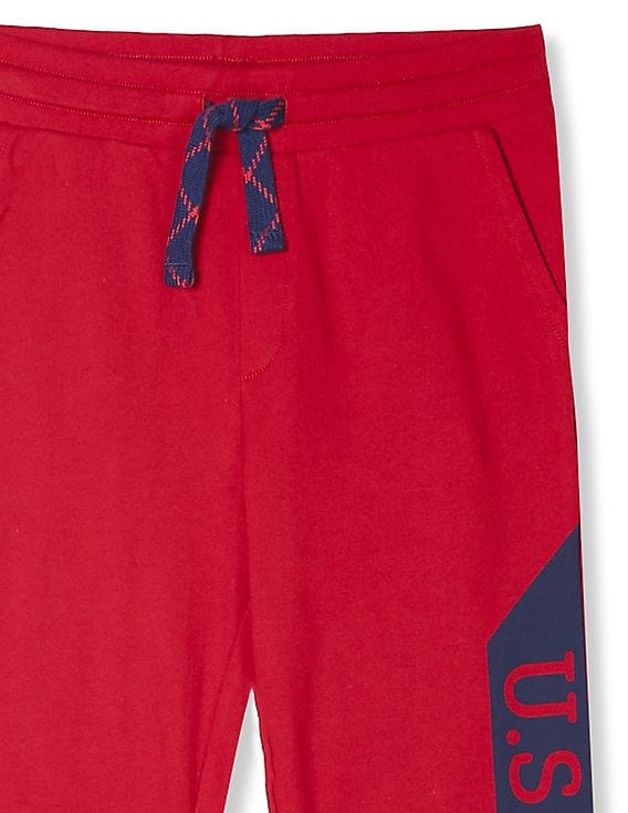 Red Boys Mid Rise Knit Track Pants 
