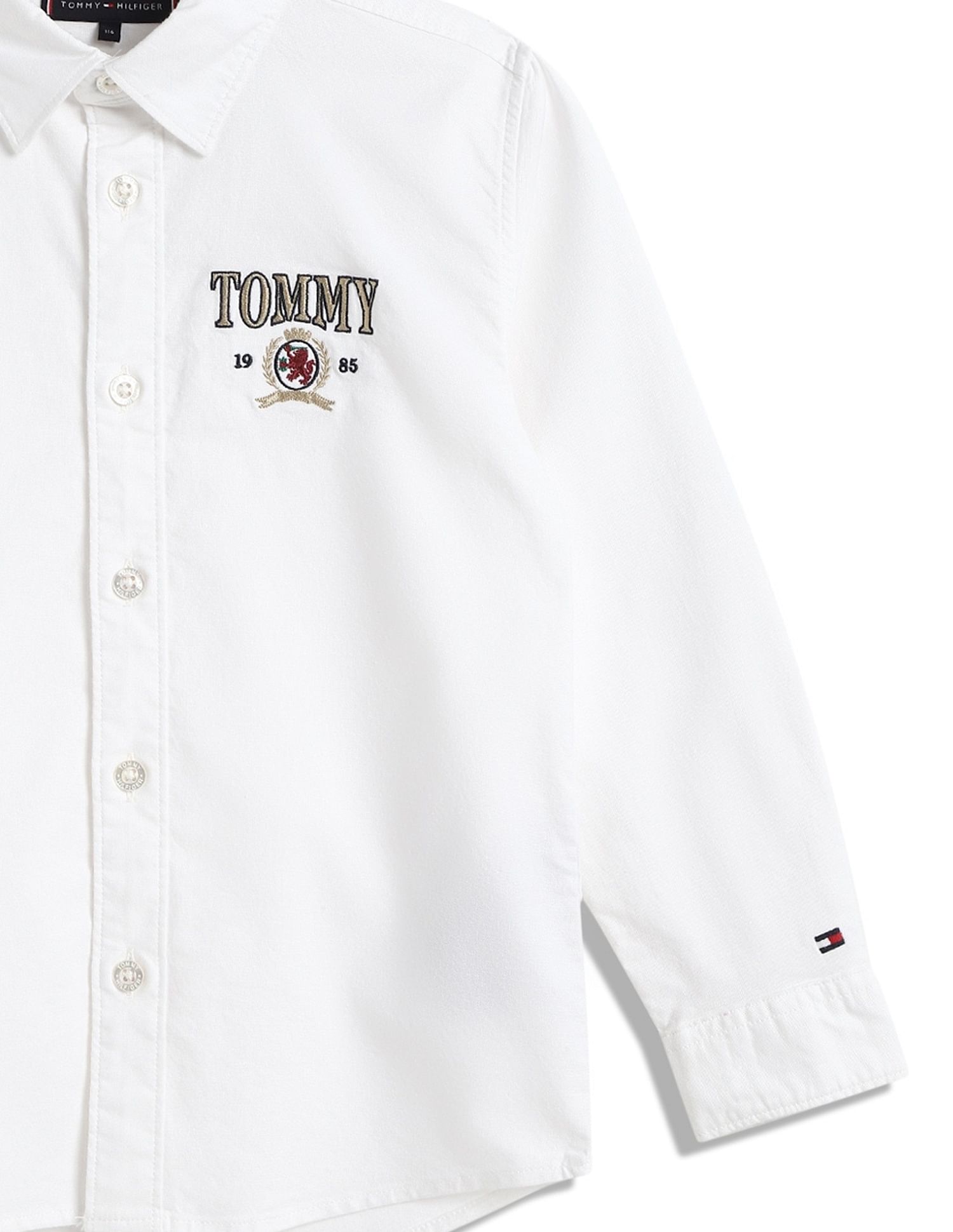 Tommy Hilfiger Kids Boys Logo Regular-Fit Cotton Shirt