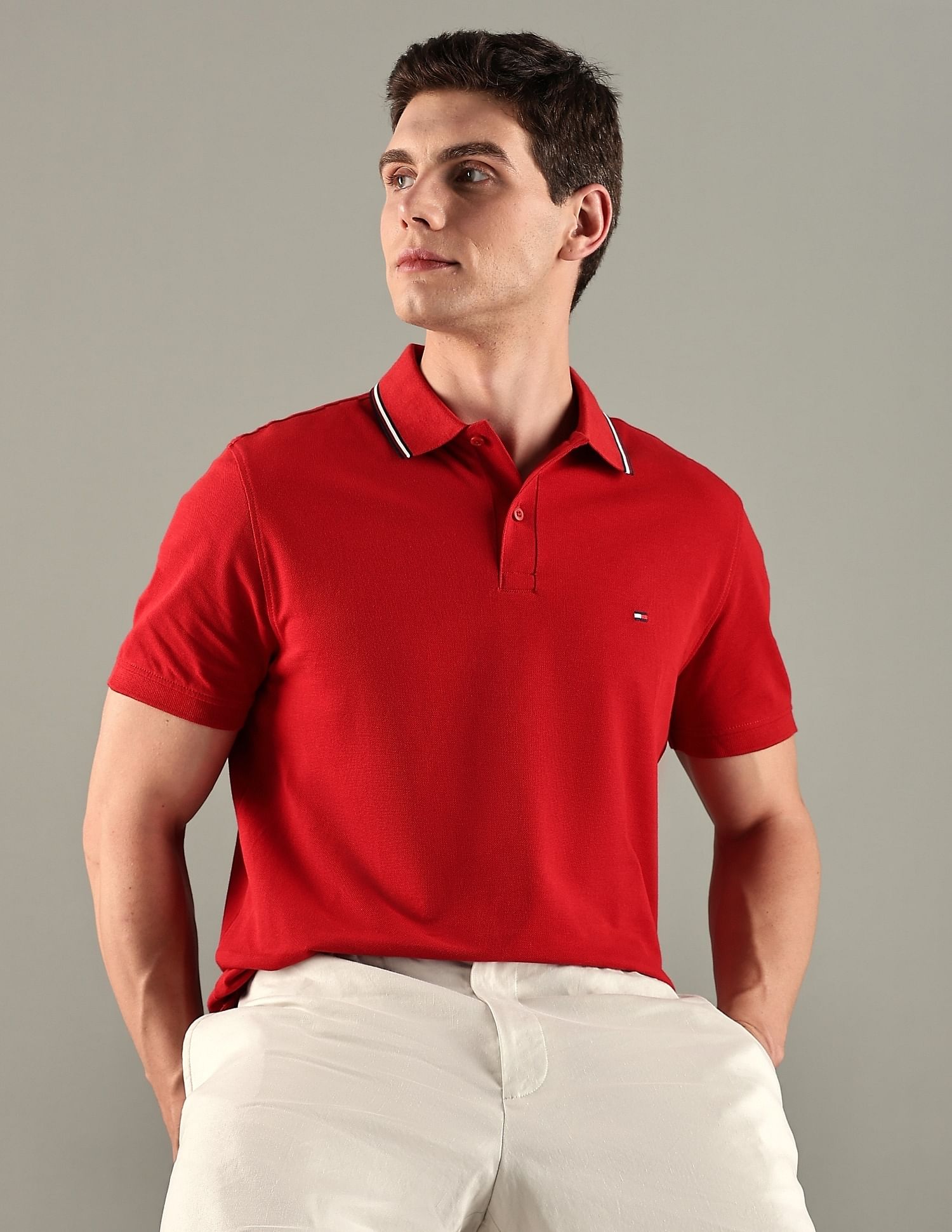 Tommy Hilfiger Solid Regular-Fit Cotton Polo T-Shirt