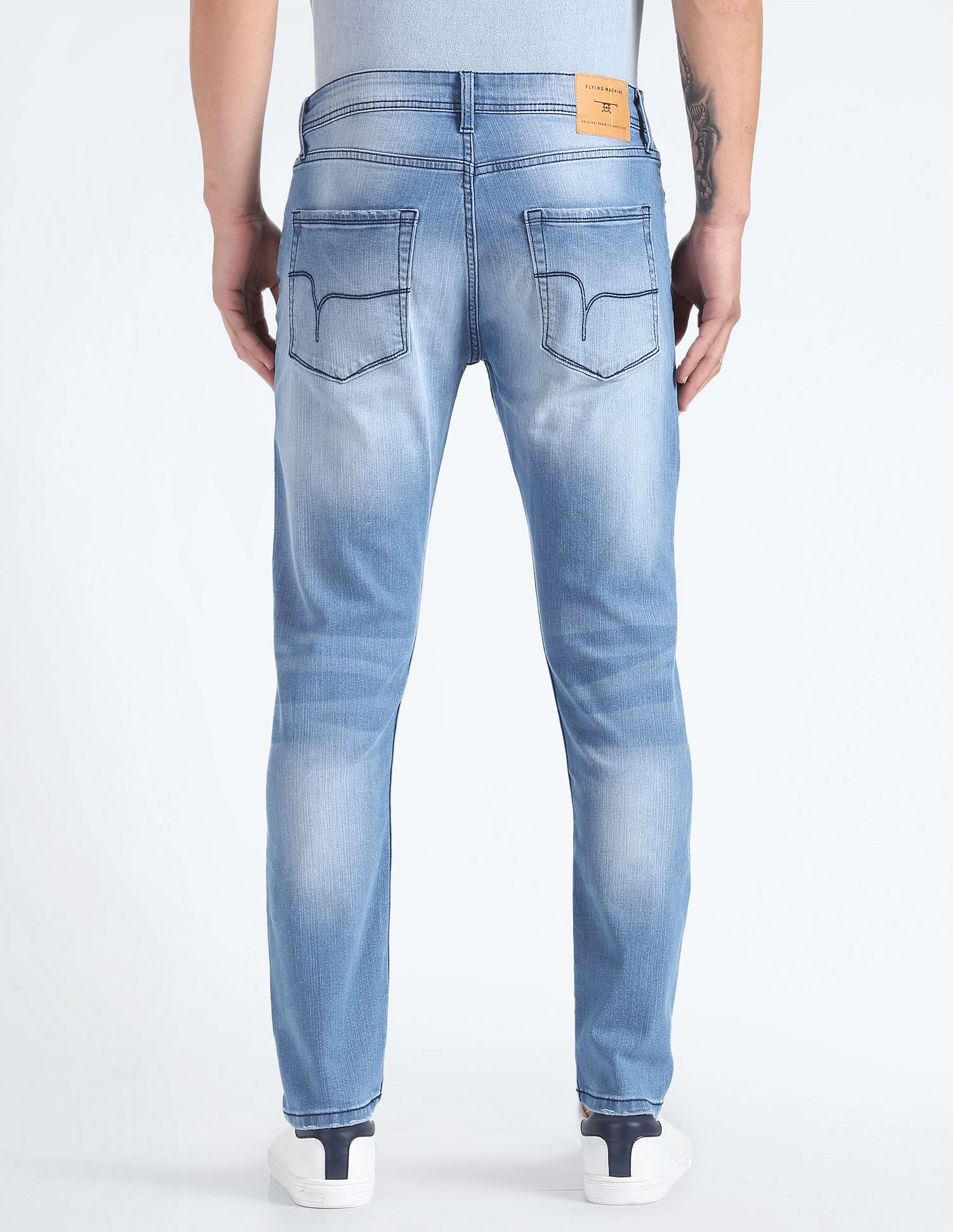 Flying Machine Slash Slim Tapered Distressed Jeans