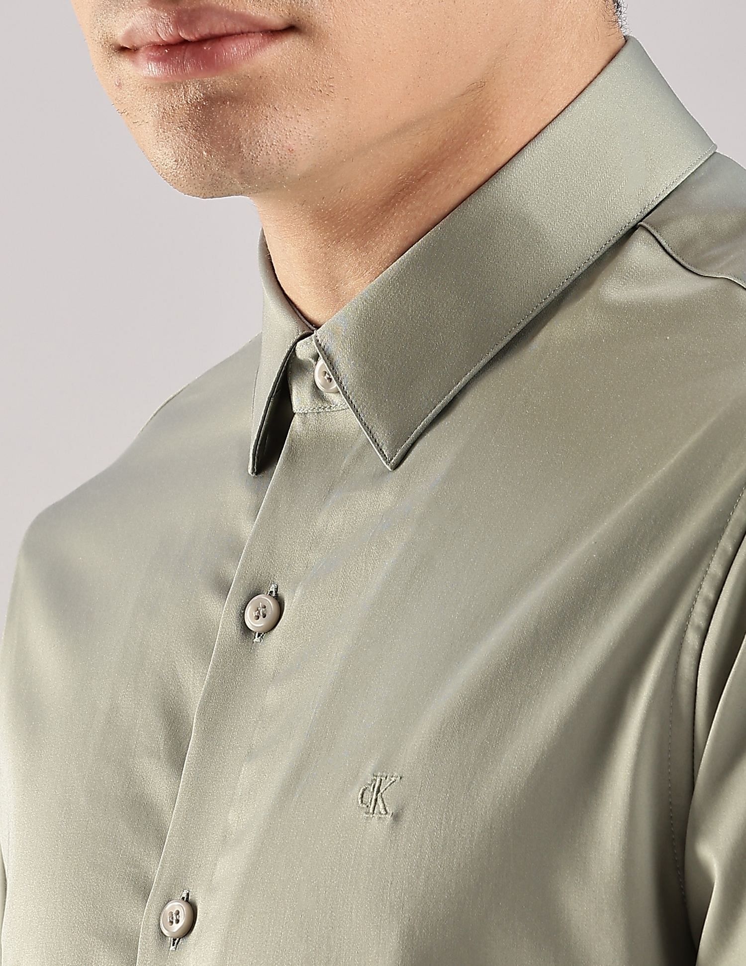 Calvin Klein Jeans Solid Slim Fit Satin Woven Shirt