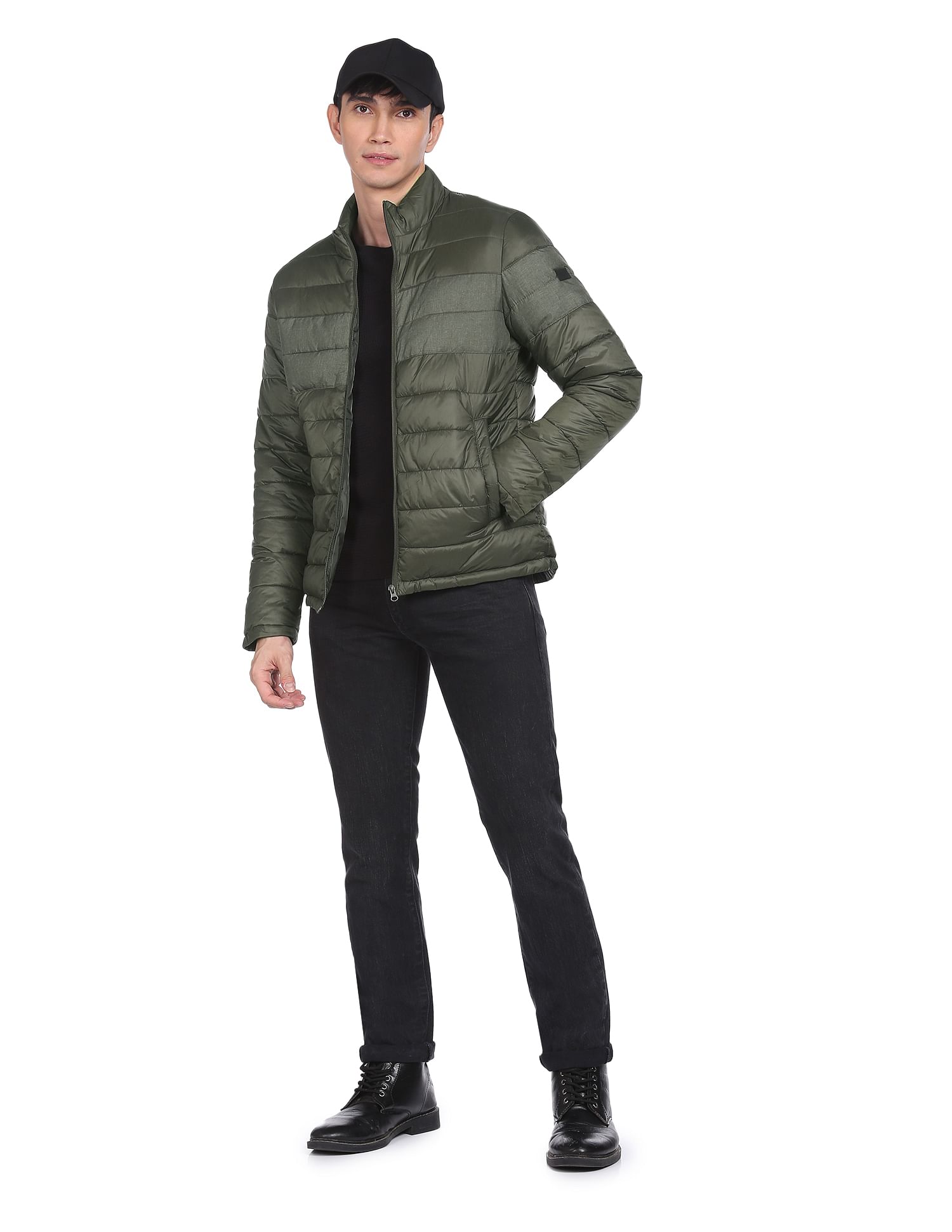 Flying Machine High Neck Two Tone Padded Jacket