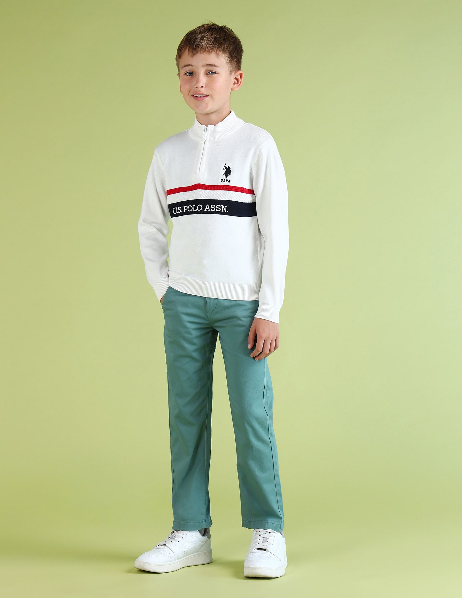 U.S. Polo Assn. Kids Boys Printed Regular Fit Sweater