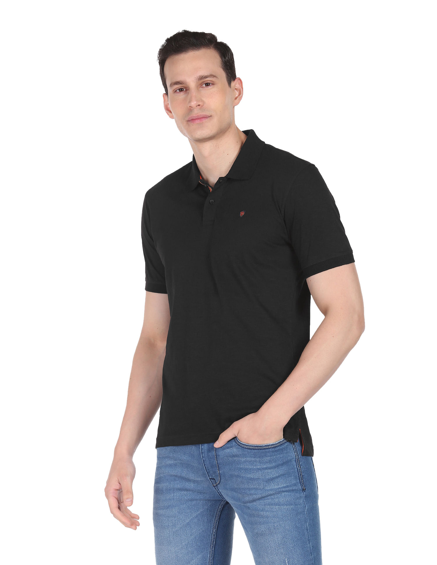 AD by Arvind Modern Jersey Slub Polo Shirt