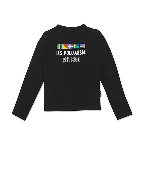U.S. Polo Assn. Kids Boys Ribbed Neck Brand Print T-Shirt