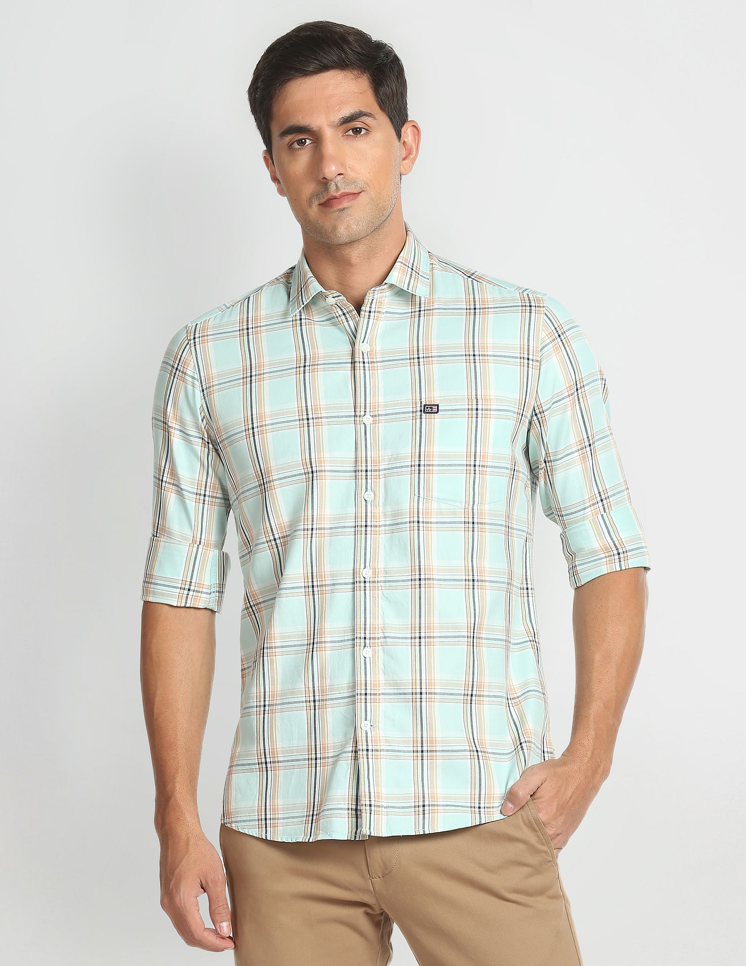Arrow Sports Spread Collar Cotton Casual Shirt