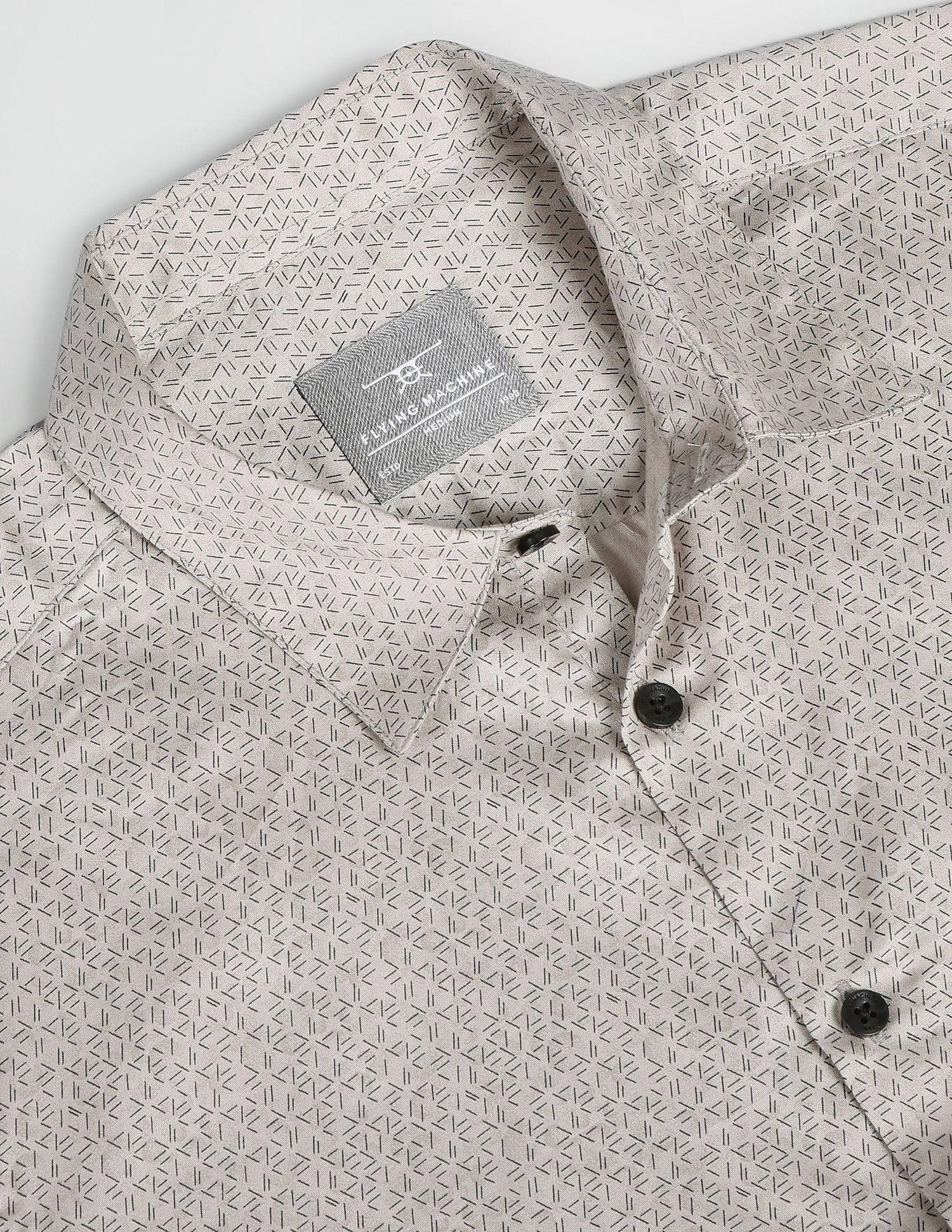 Flying Machine Geometric Print Twill Shirt