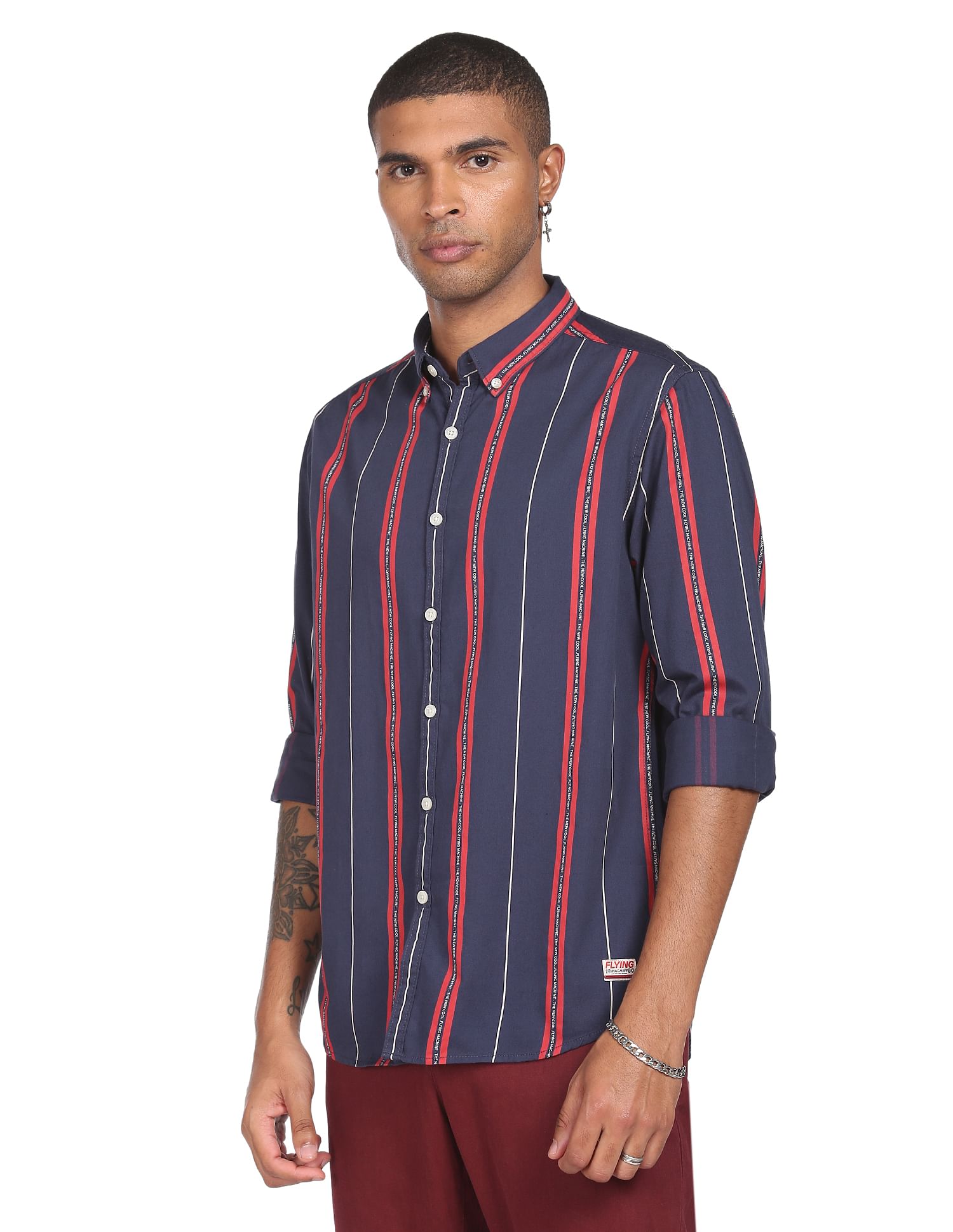 Flying Machine Vertical Stripe Twill Shirt