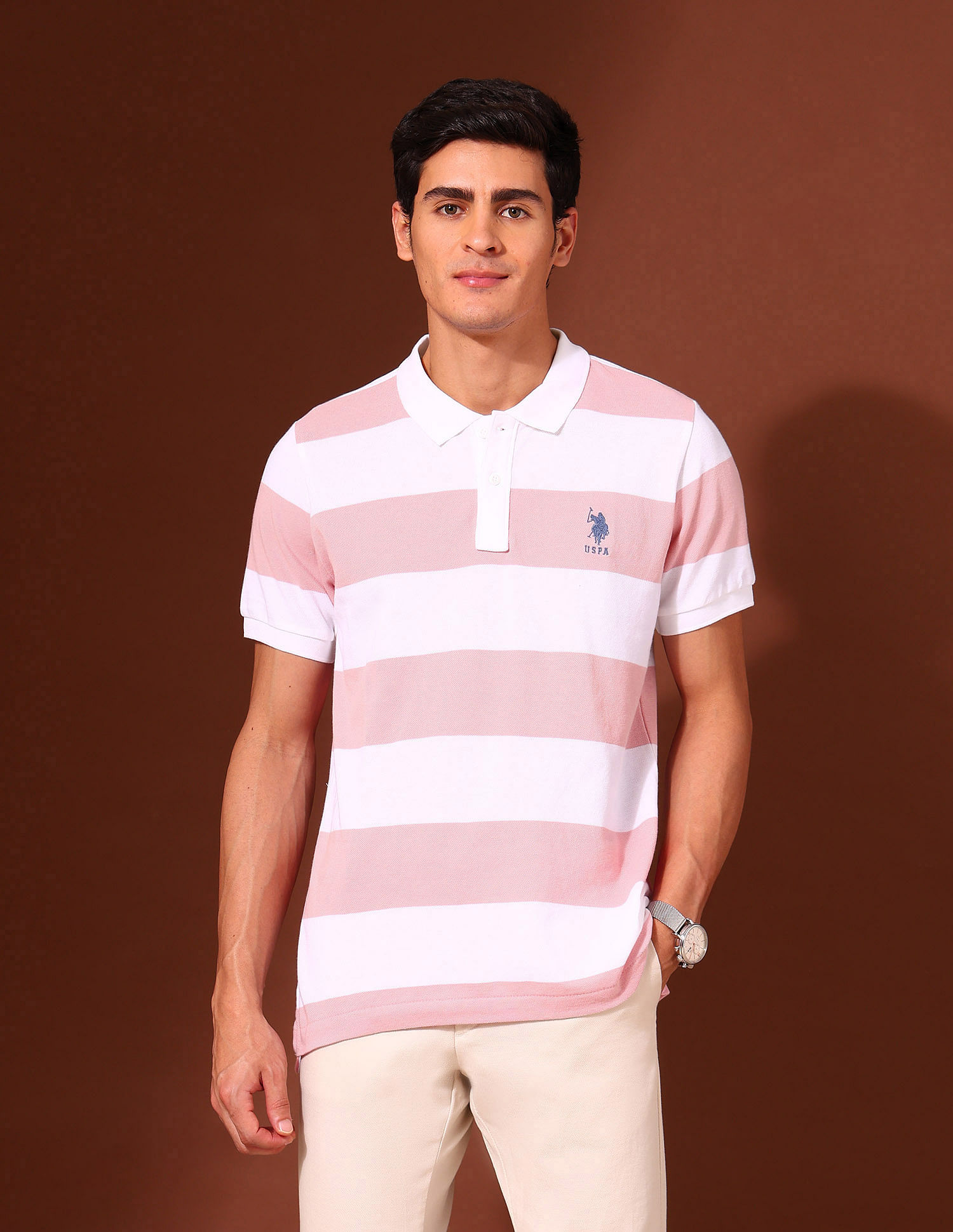 U.S. Polo Assn. Horizontal Striped Working Holiday Polo Shirt