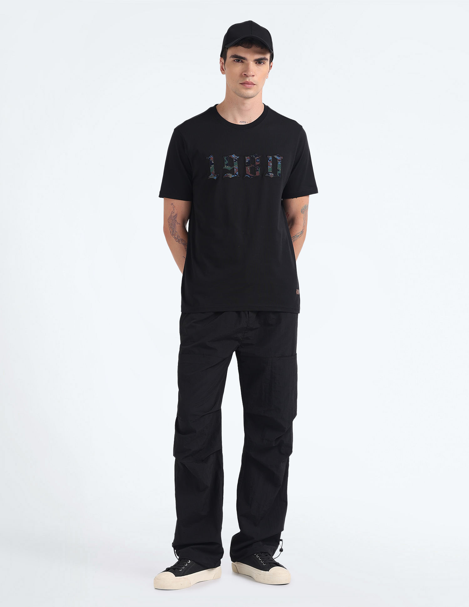 Flying Machine Pure Cotton Applique T-Shirt