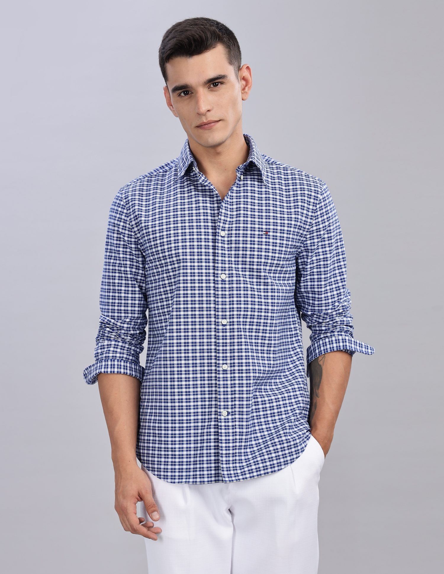 Tommy Hilfiger Madras Checks Regular-Fit Oxford Woven Shirt