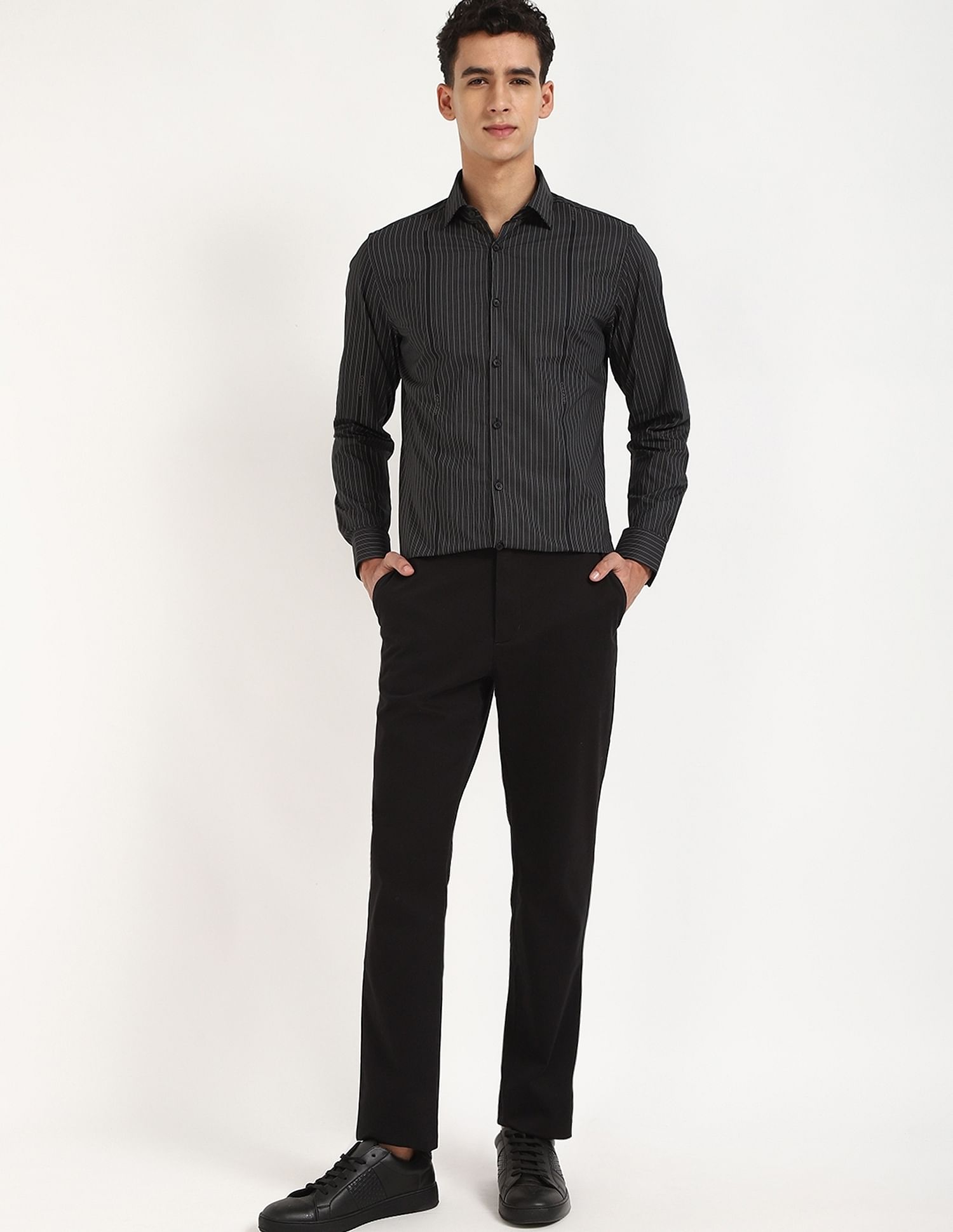 Calvin Klein Jeans Striped Slim-Fit Cotton Shirt