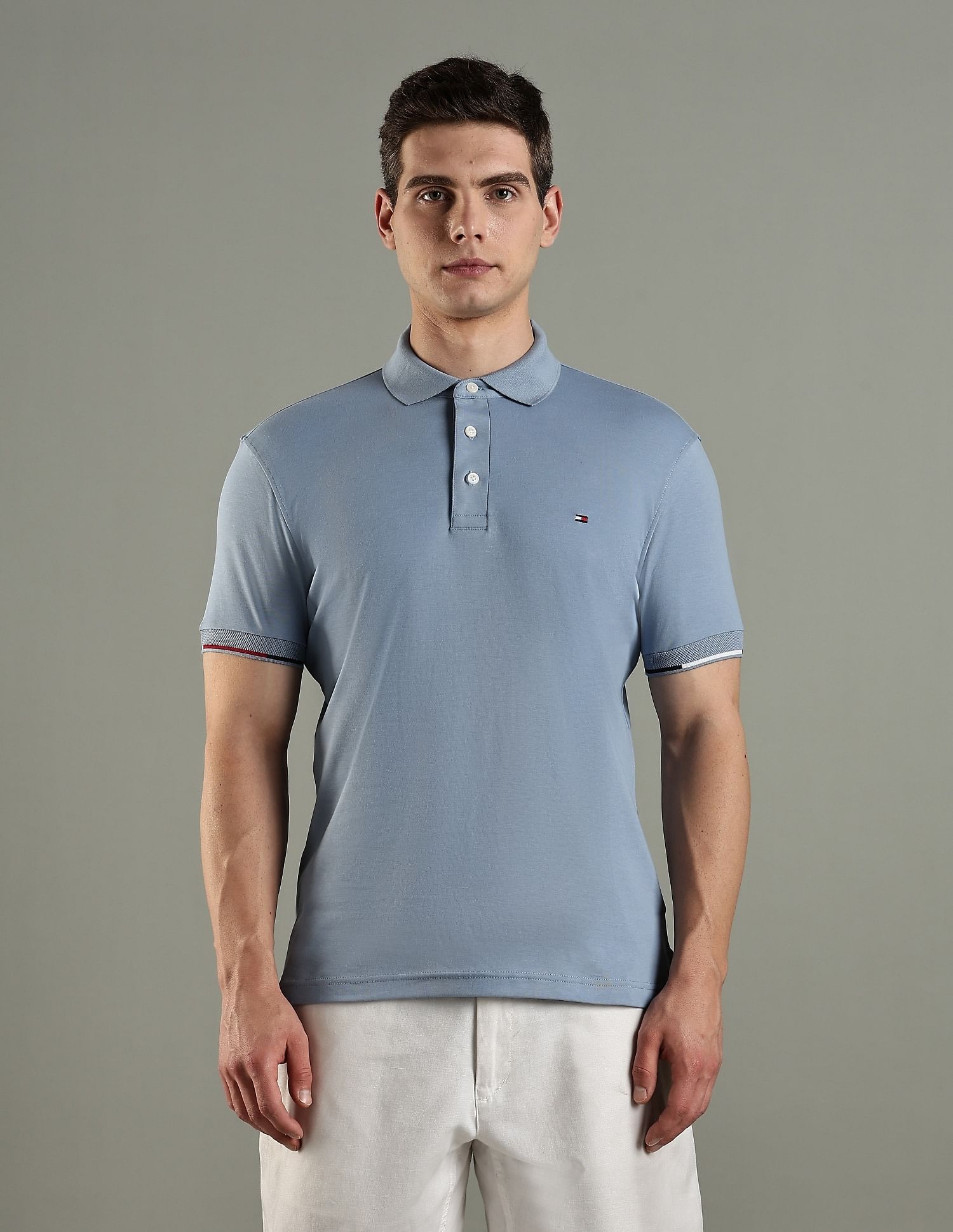 Tommy Hilfiger Solid Slim Fit Cotton Polo T-Shirt