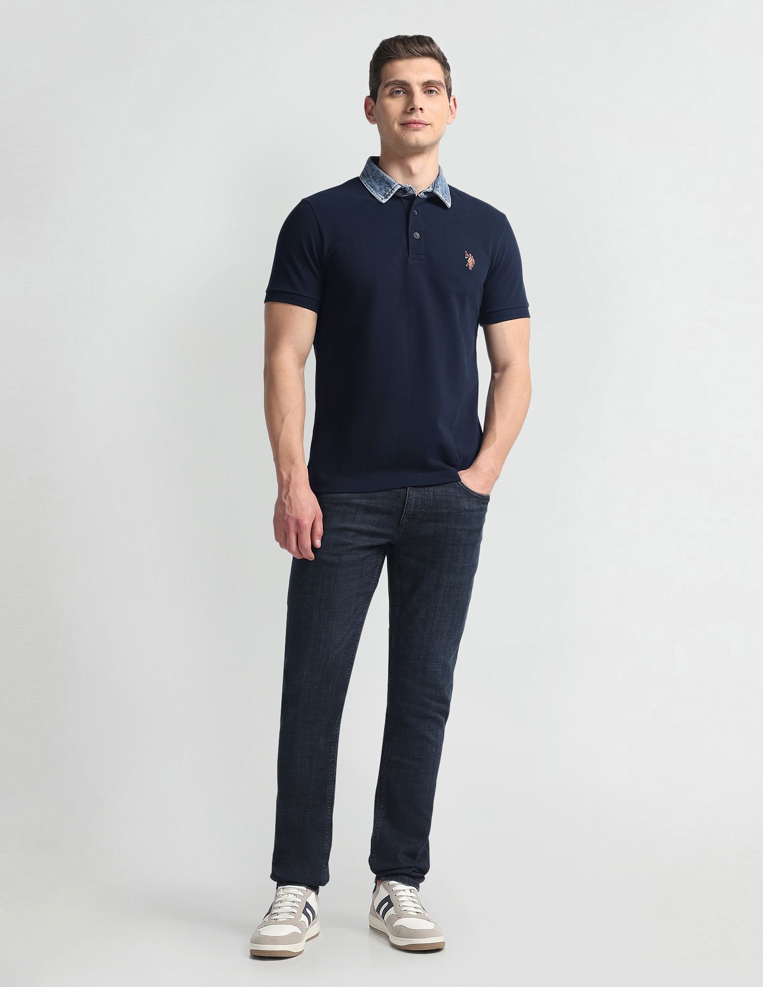 U.S. Polo Assn. Denim Co. Denim Collar Solid Polo Shirt