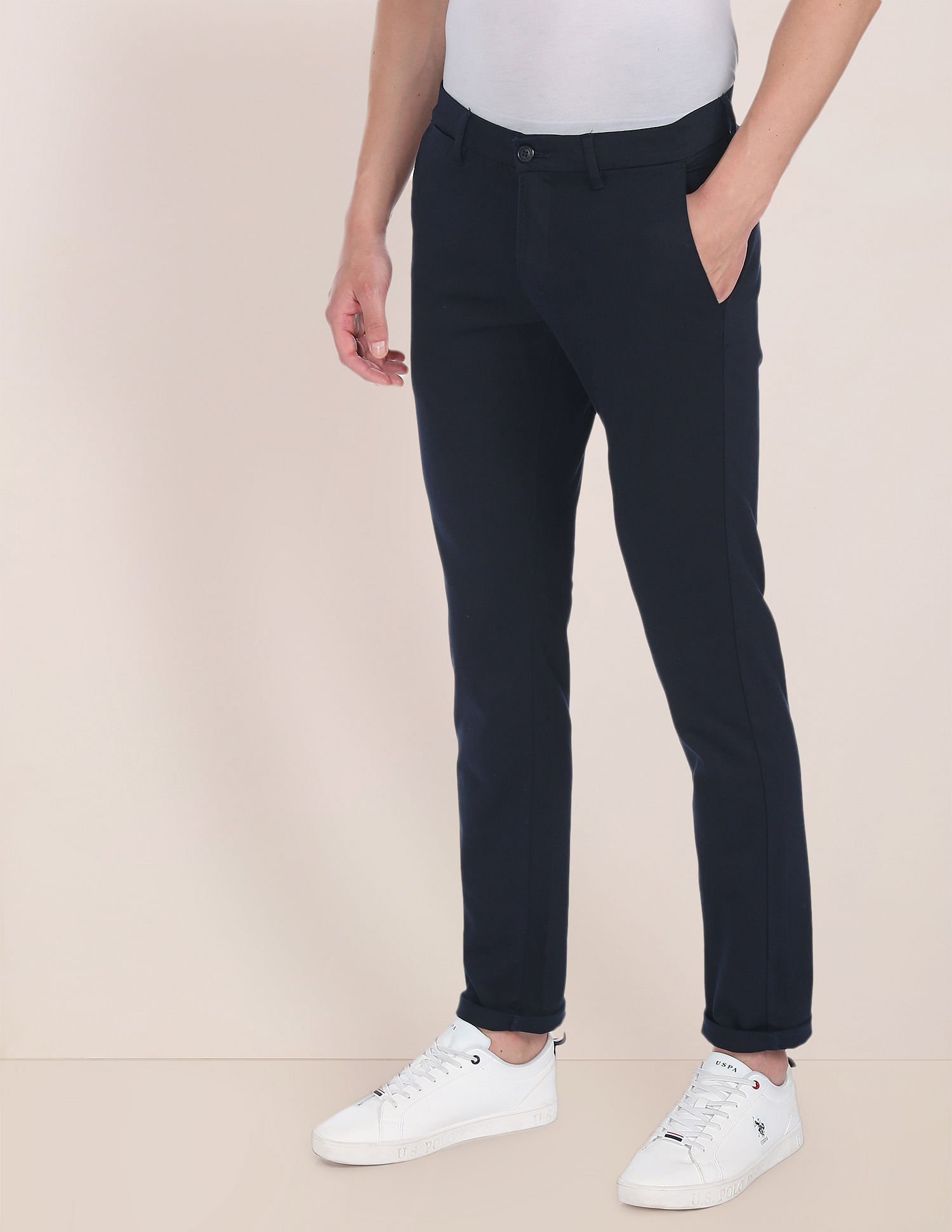 US POLO ASSN Casual Trousers  Buy US POLO ASSN Mid Rise Dobby Casual Trouser  Online  Nykaa Fashion