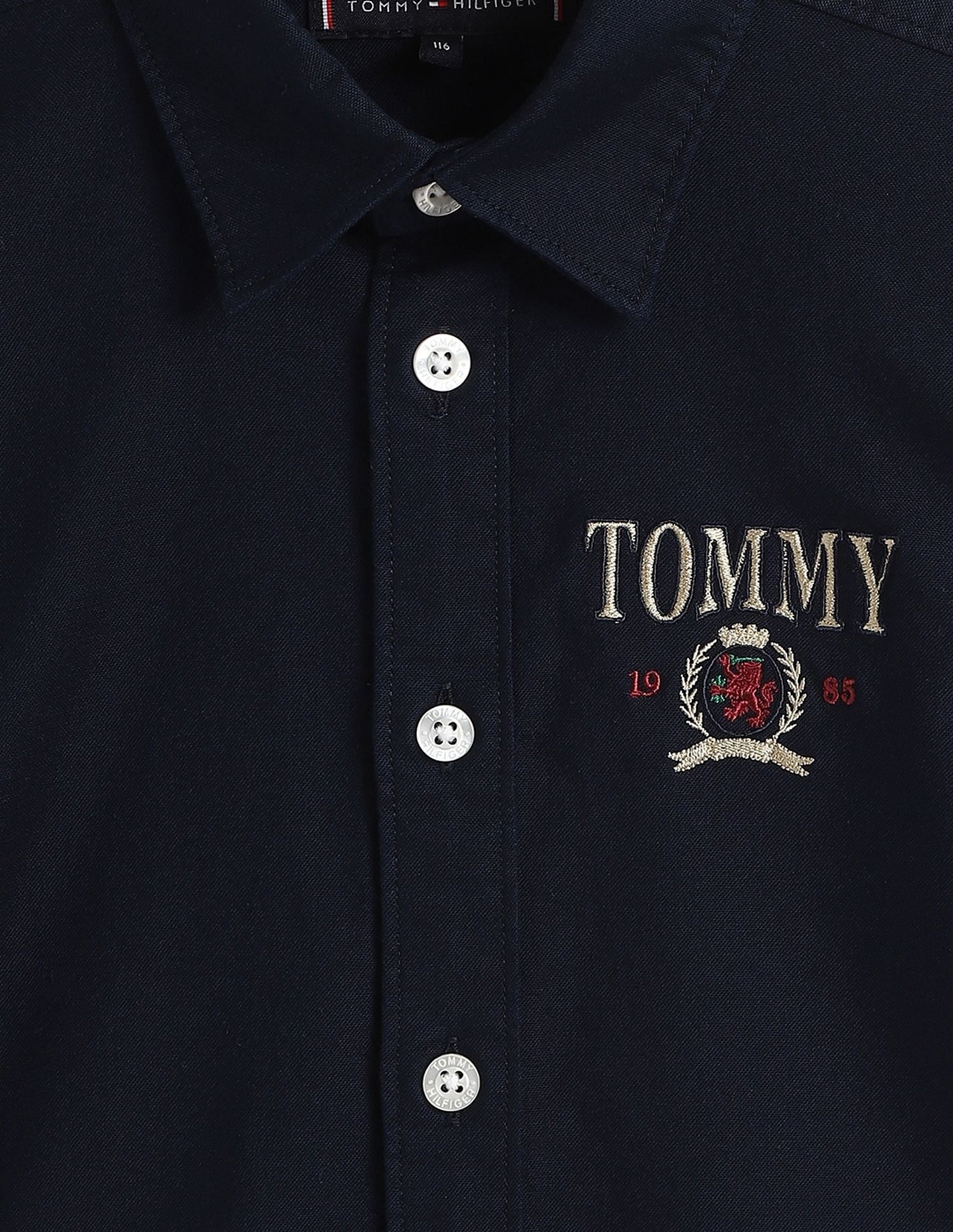 Tommy Hilfiger Kids Boys Logo Regular-Fit Cotton Shirt