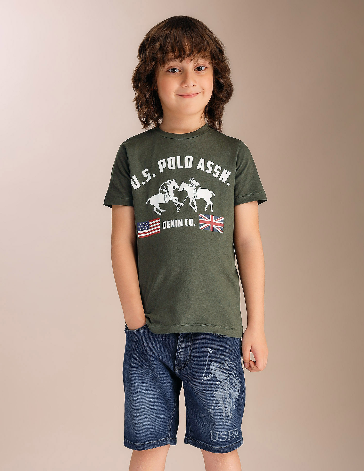 U.S. Polo Assn. Kids Boys Regular Fit Brand Printed T-Shirt