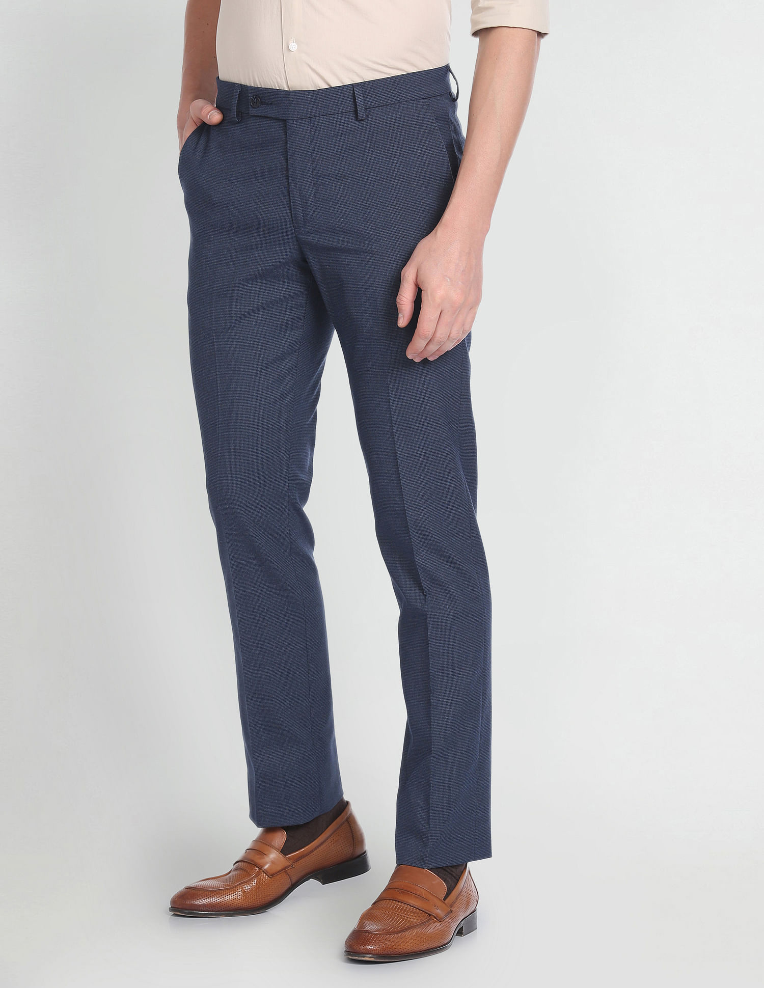 Arrow Patterned Weave Smart Flex Trousers