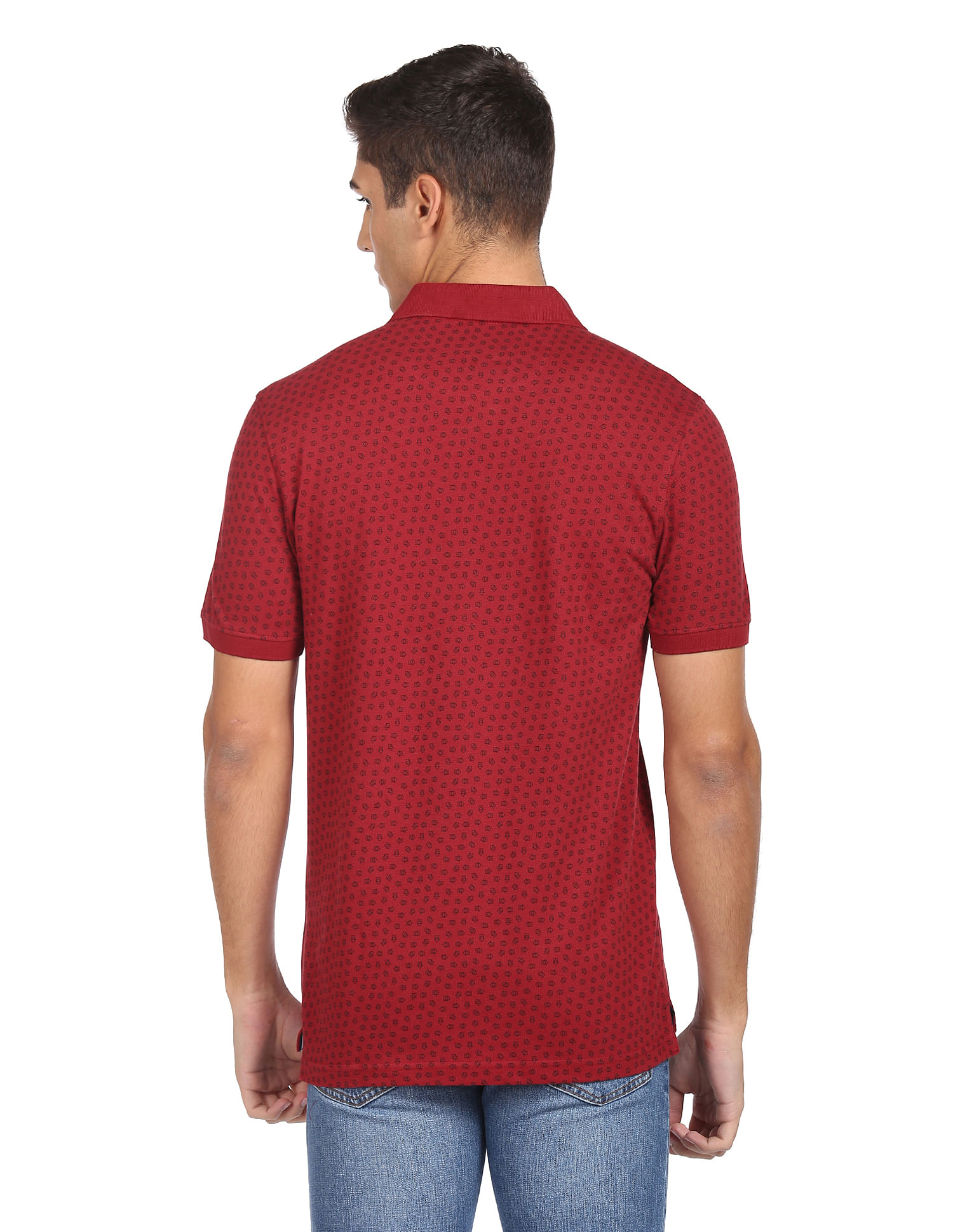 Arrow Sports Geometric Print Cotton Polo Shirt