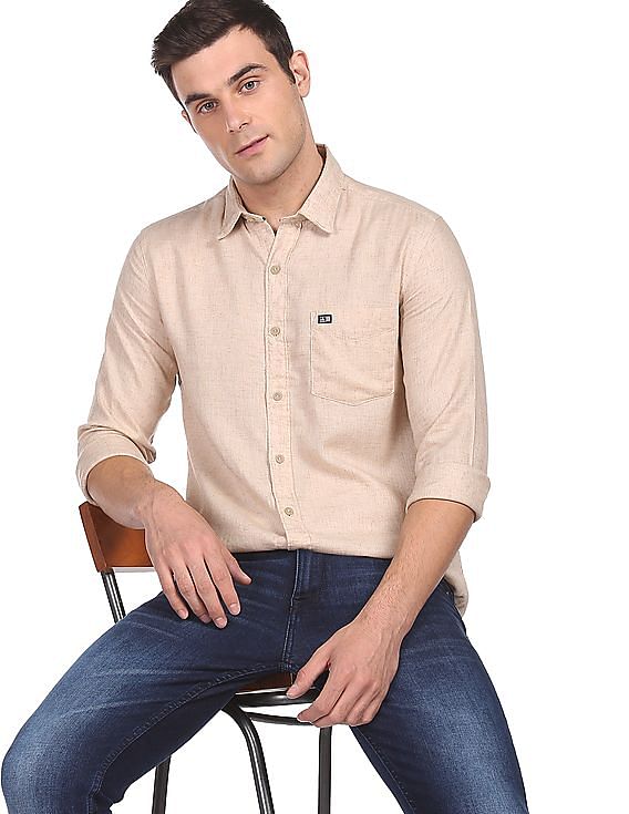 Buy Arrow Sports Heathered Herringbone Shirt - NNNOW.com