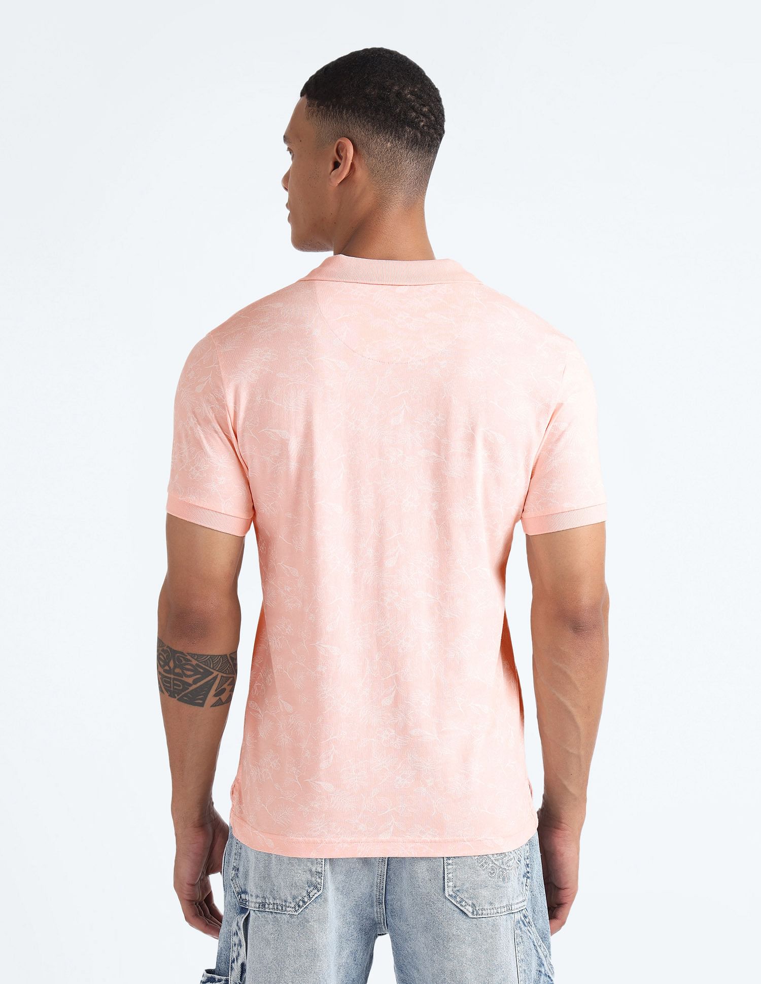 Flying Machine Cotton Floral Polo Shirt