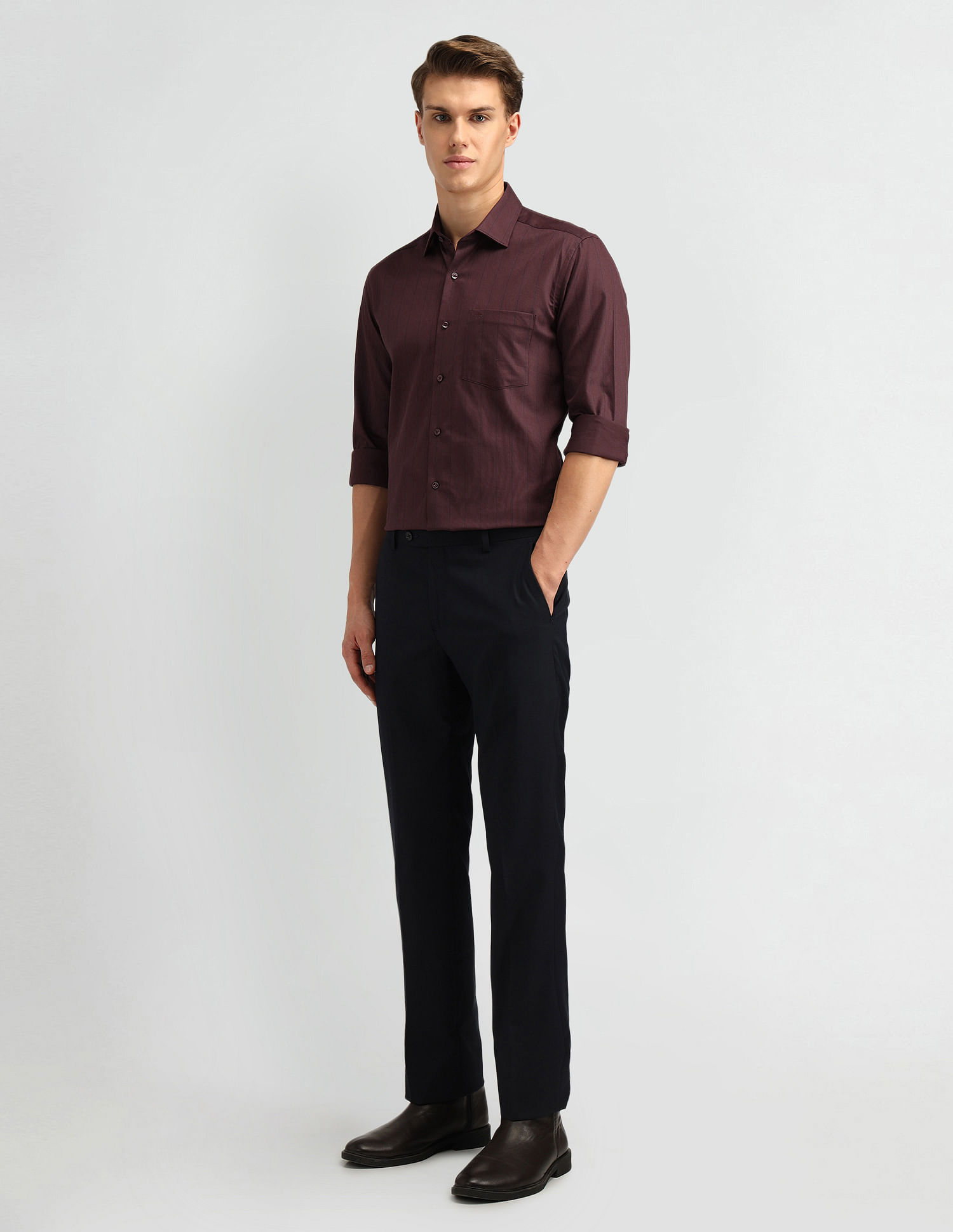 Arrow Slim Fit Vertical Striped Shirt