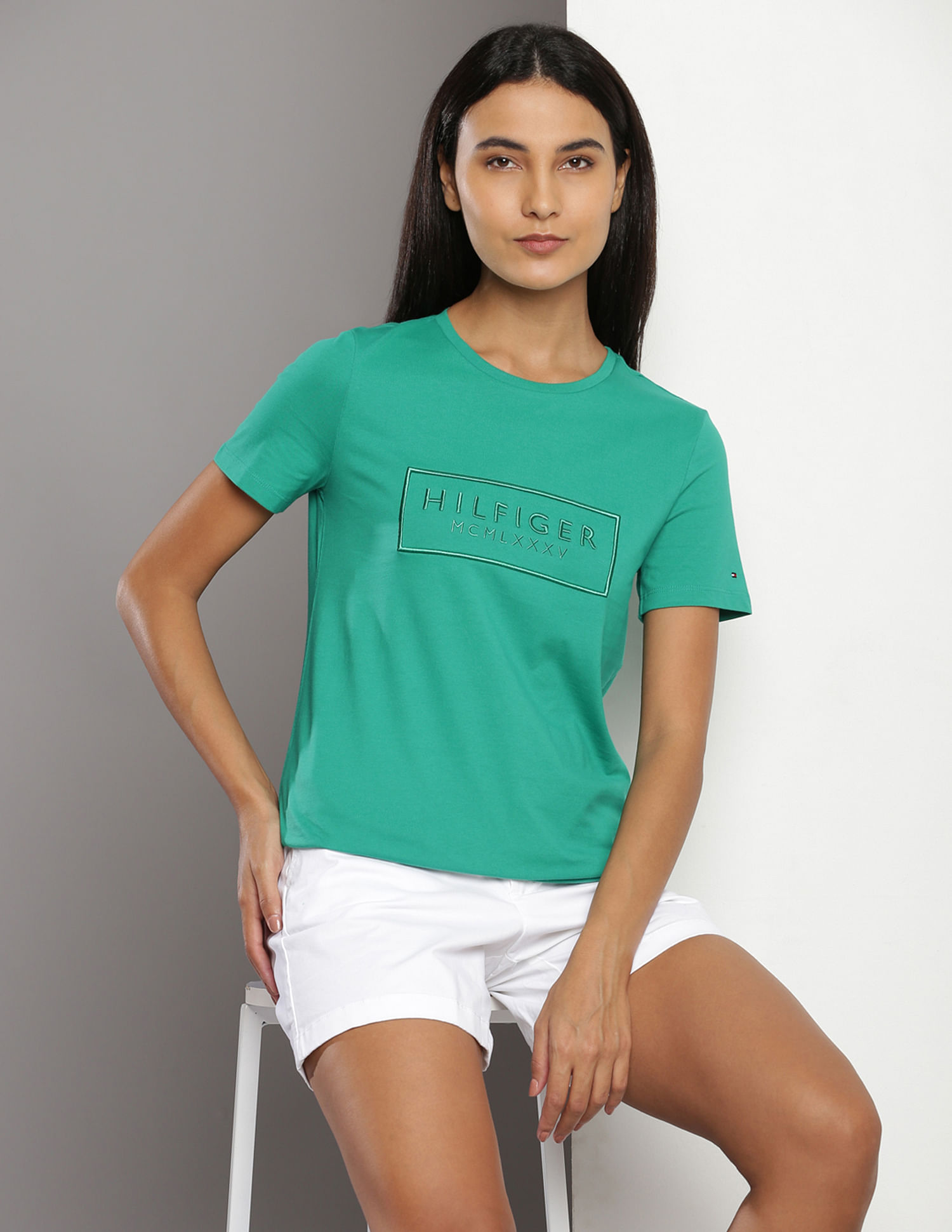 Tommy Hilfiger Crew Neck Brand Embroidered T-Shirt